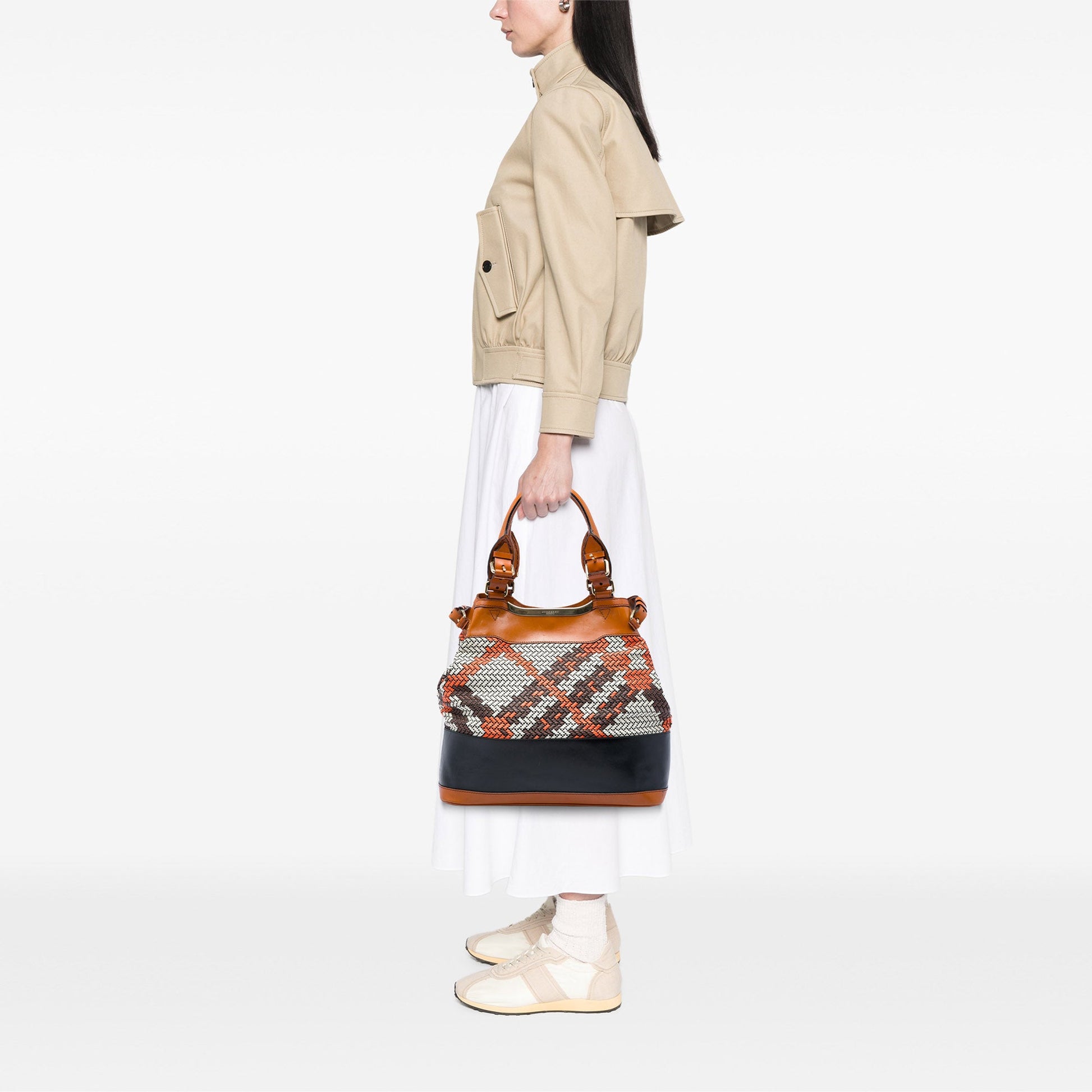 Burberry Prorsum Woven Leather Check Tote