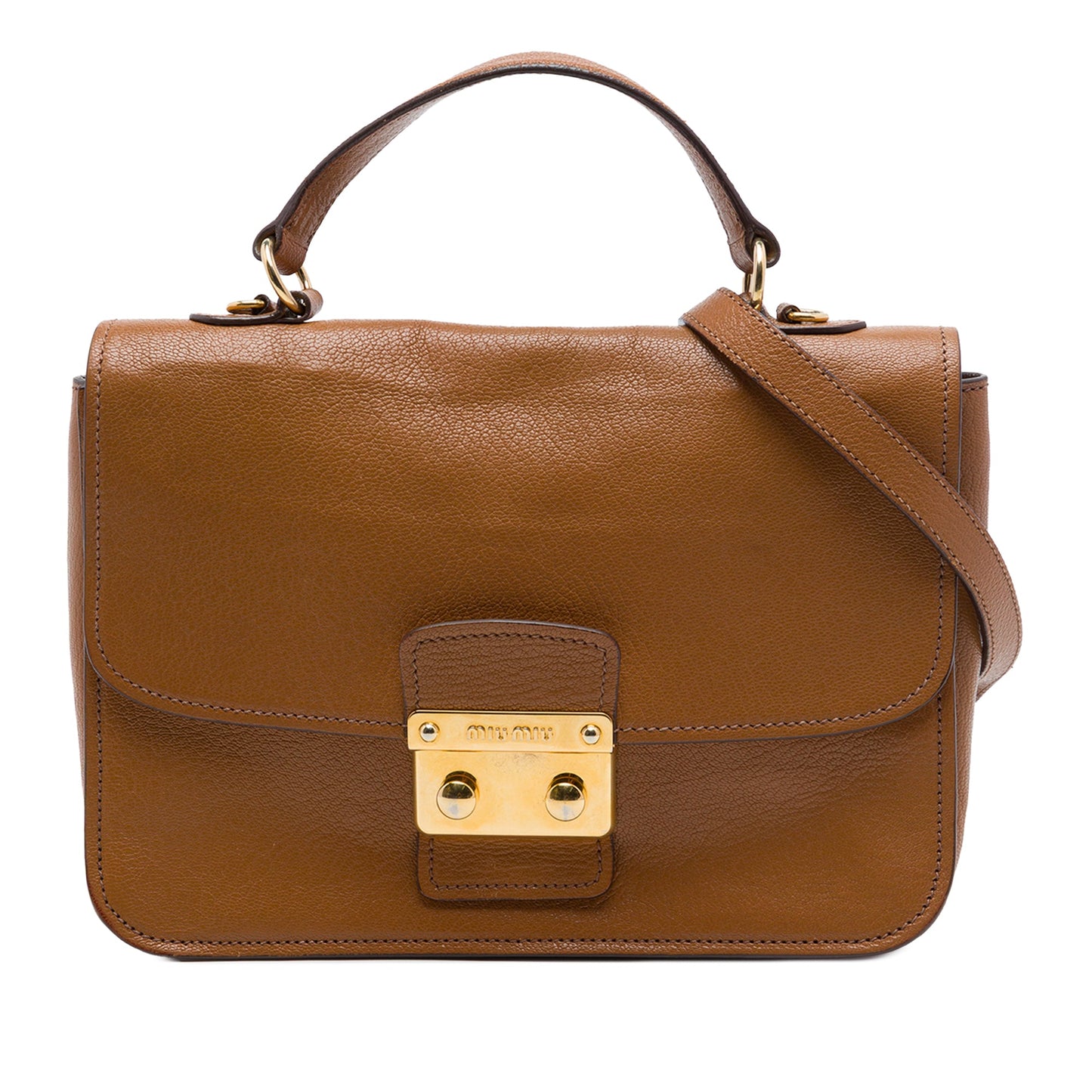 Miu Miu Goatskin Madras Flap Satchel