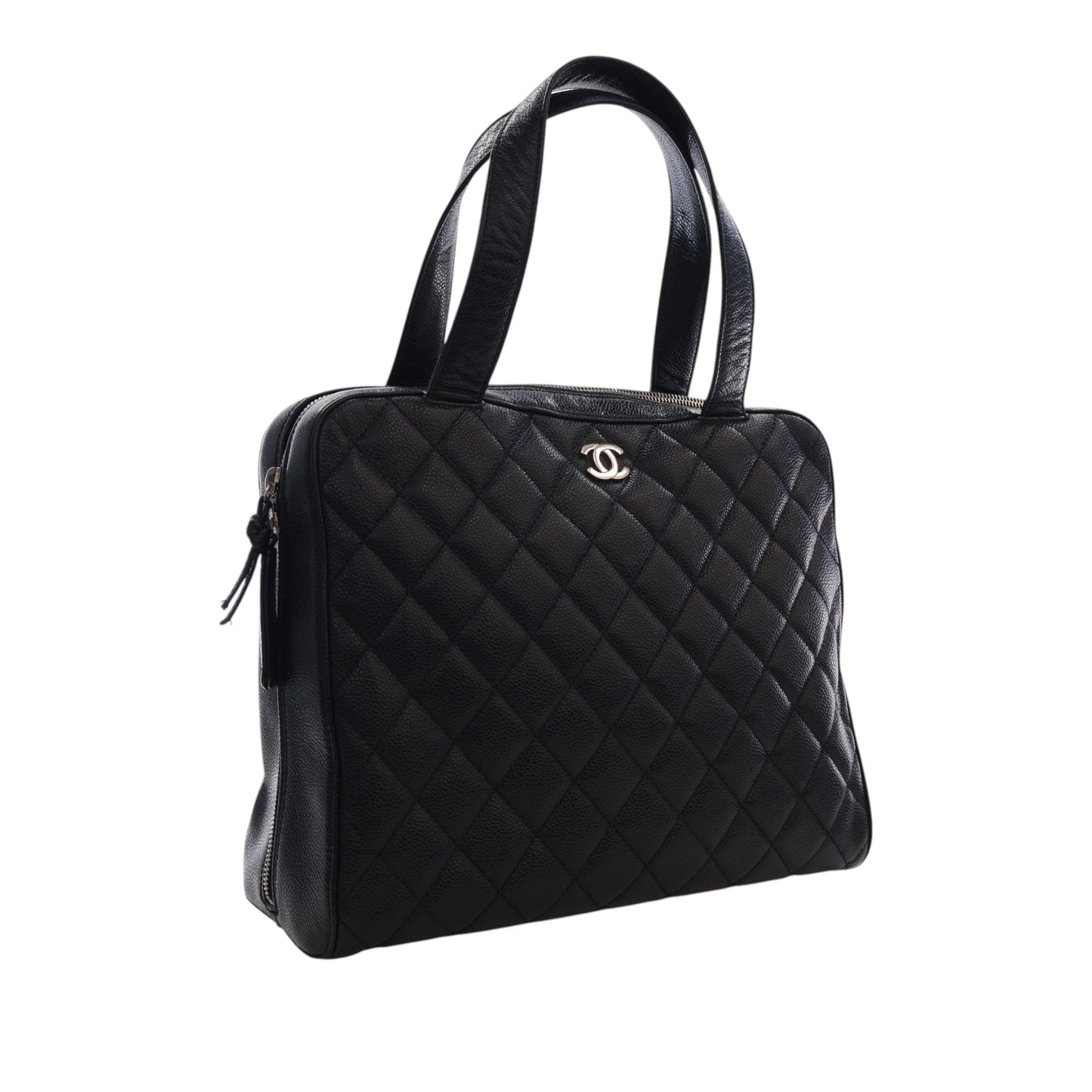 Chanel CC Quilted Caviar Bowler Bag