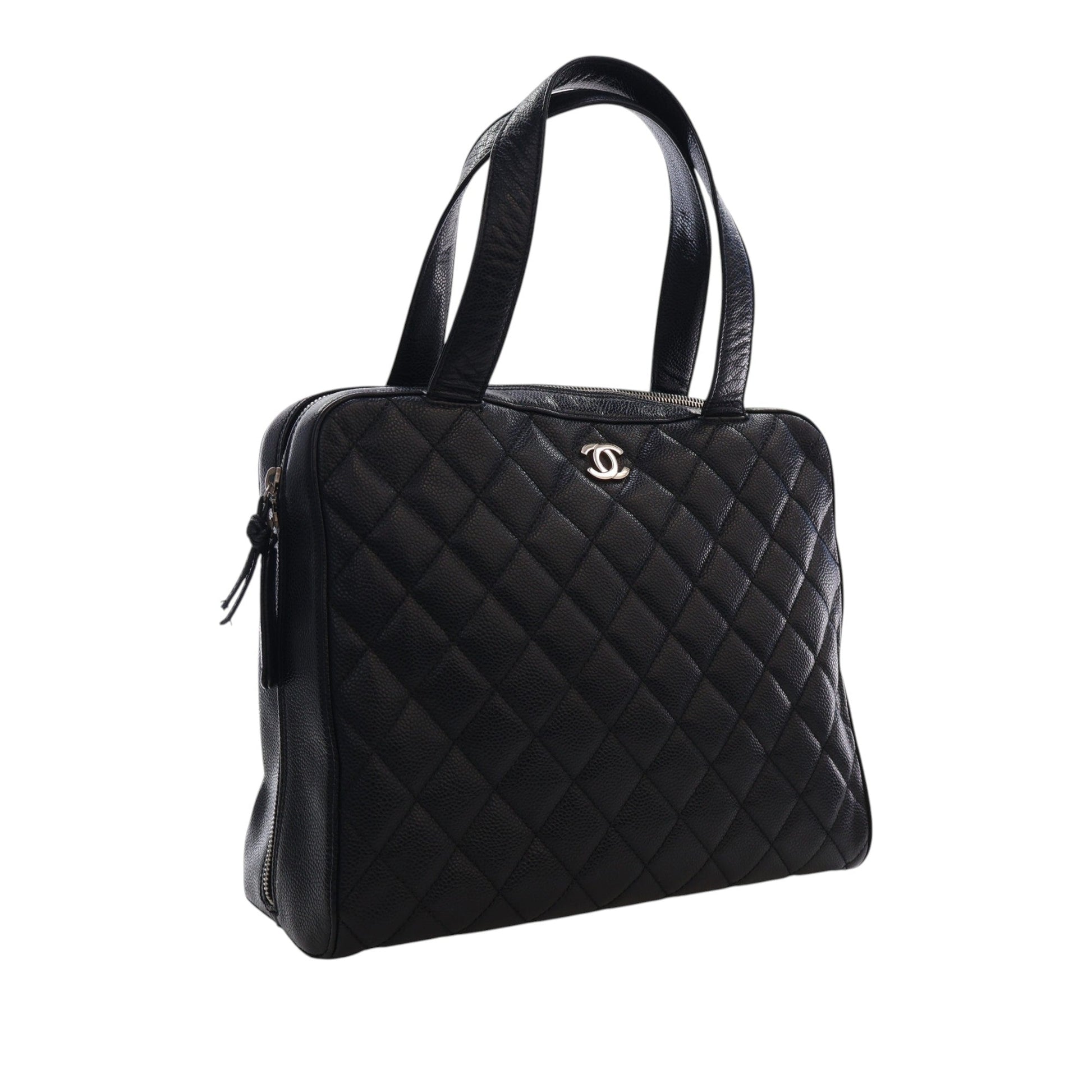 Chanel CC Quilted Caviar Bowler Bag