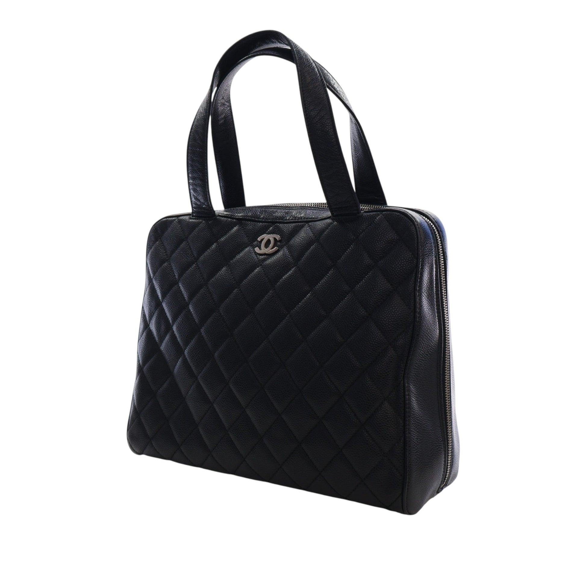 Chanel CC Quilted Caviar Bowler Bag