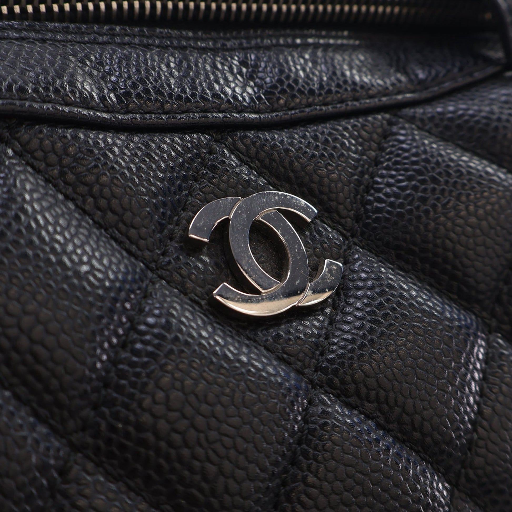 Chanel CC Quilted Caviar Bowler Bag