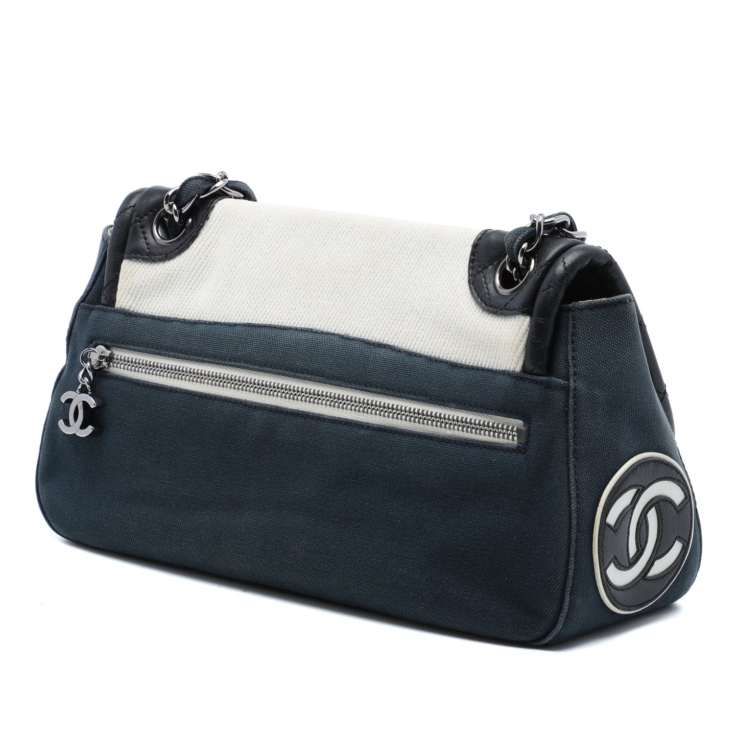 Chanel Tricolor Canvas and Leather No 5 Giant Mademoiselle Lock Flap Bag