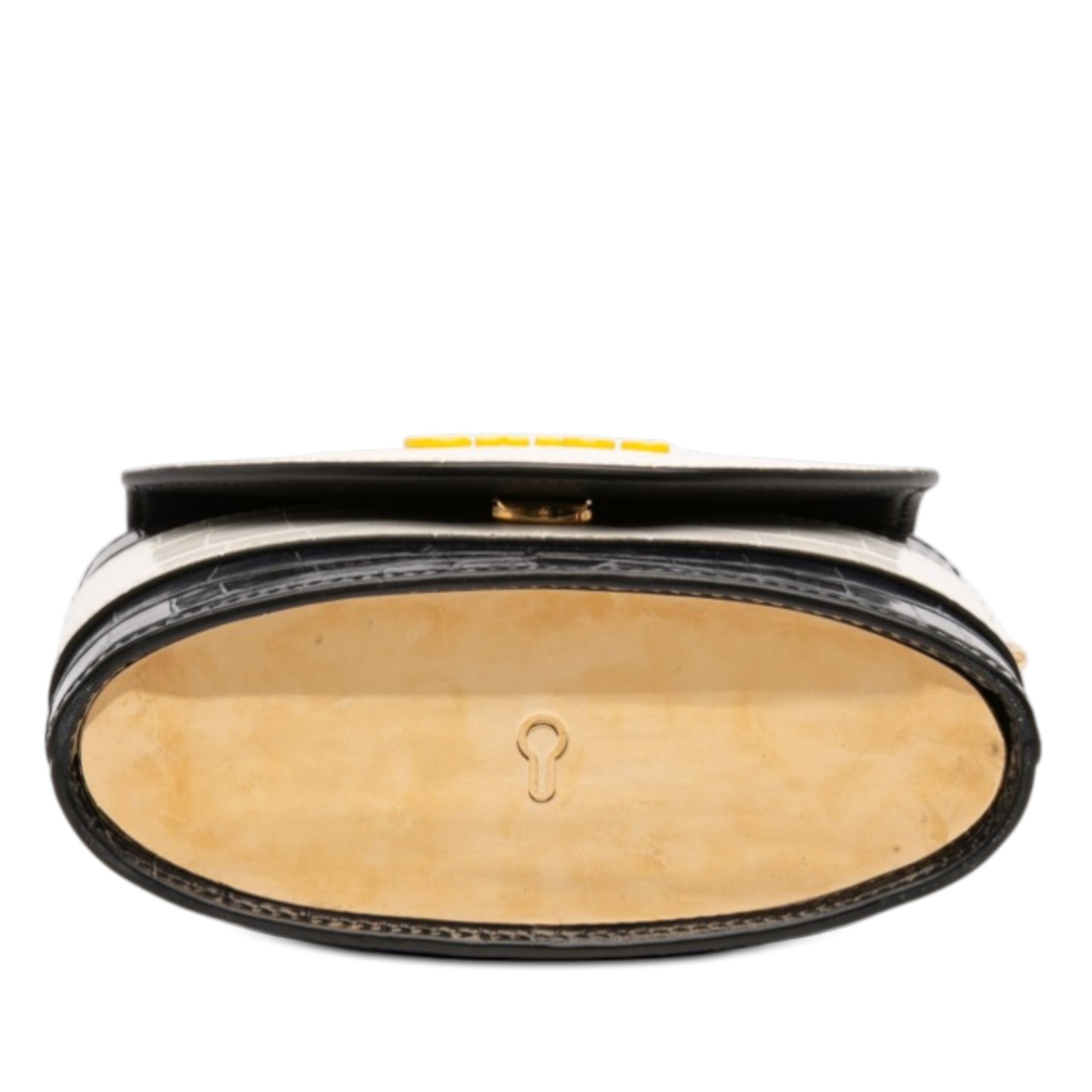 Tricolor Croc Embossed Leather Aby Lock Satchel