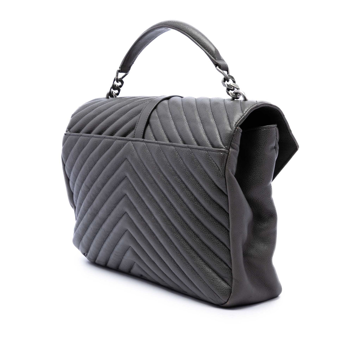 Saint Laurent Large Chevron Sheepskin Monogram College Satchel