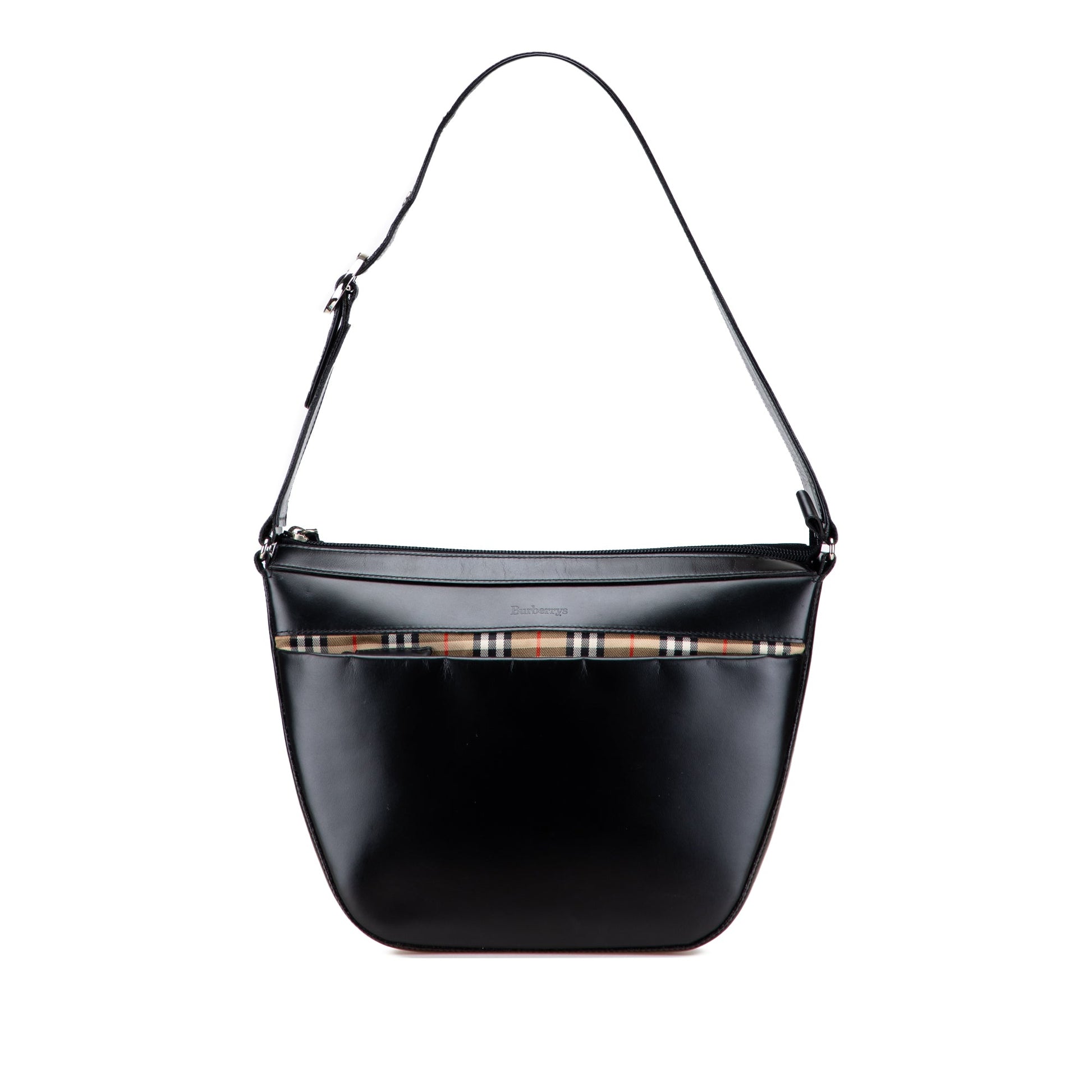 Burberry House Check Trimmed Leather Shoulder Bag