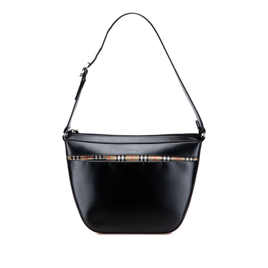 Burberry House Check Trimmed Leather Shoulder Bag