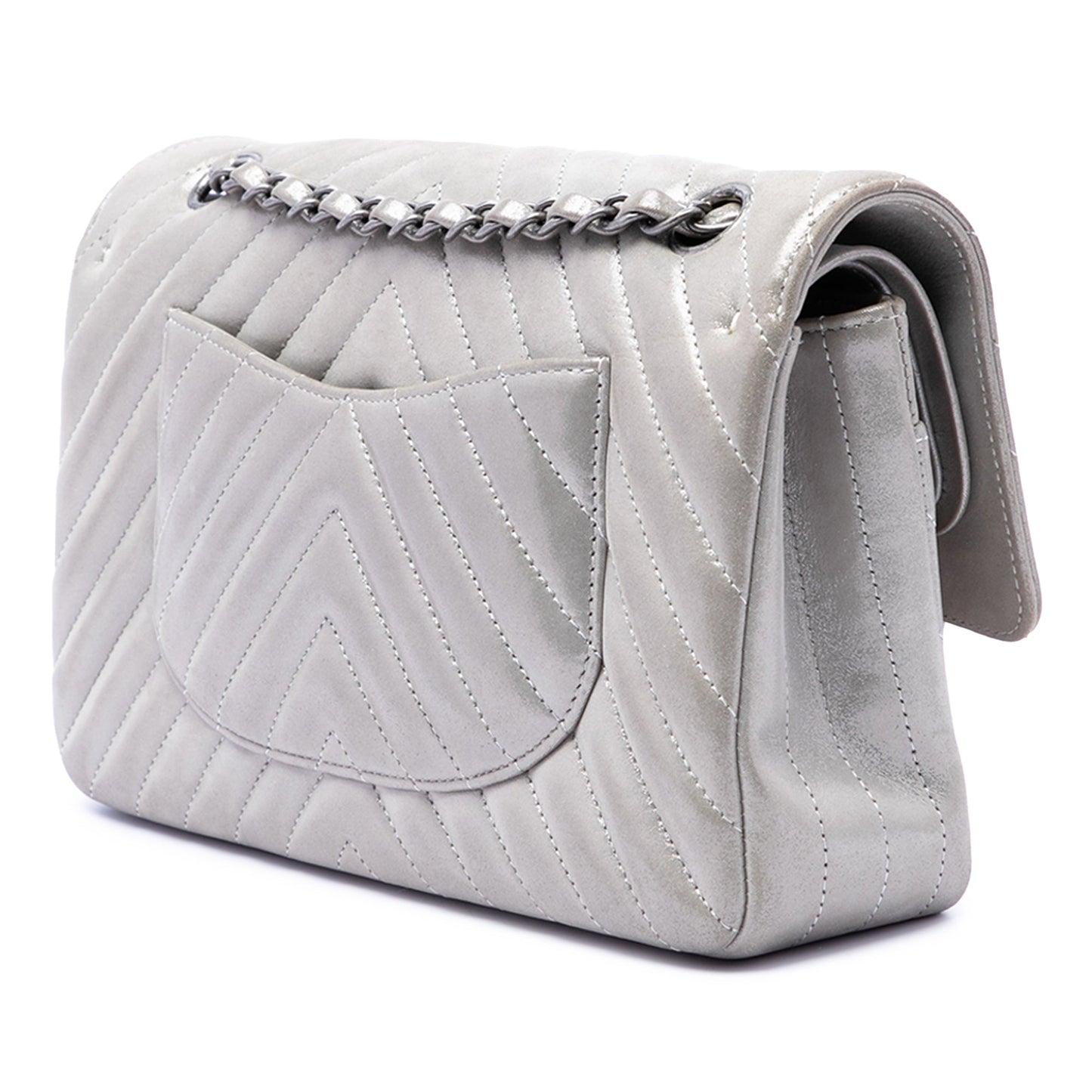 Chanel Medium Classic Chevron Iridescent Lambskin Double Flap