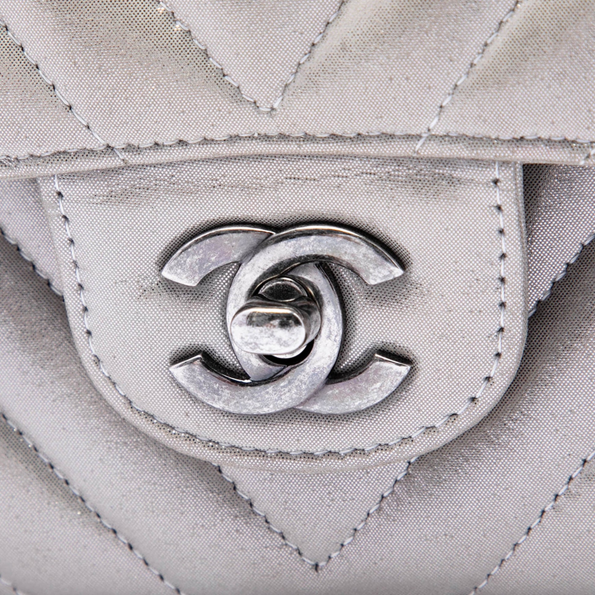 Chanel Medium Classic Chevron Iridescent Lambskin Double Flap