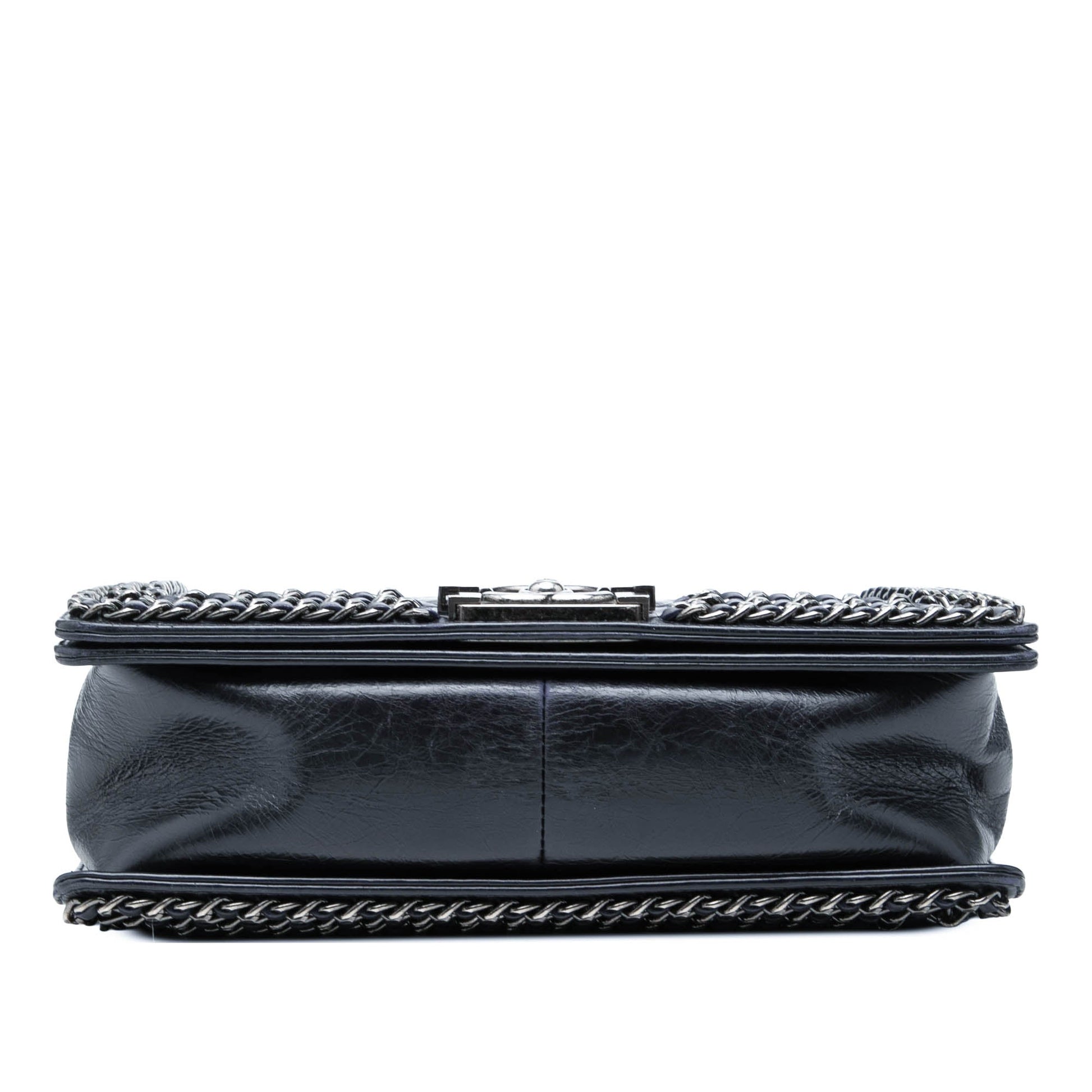 Chanel Old Medium Quilted Glazed Calfskin Chain Around Boy Flap