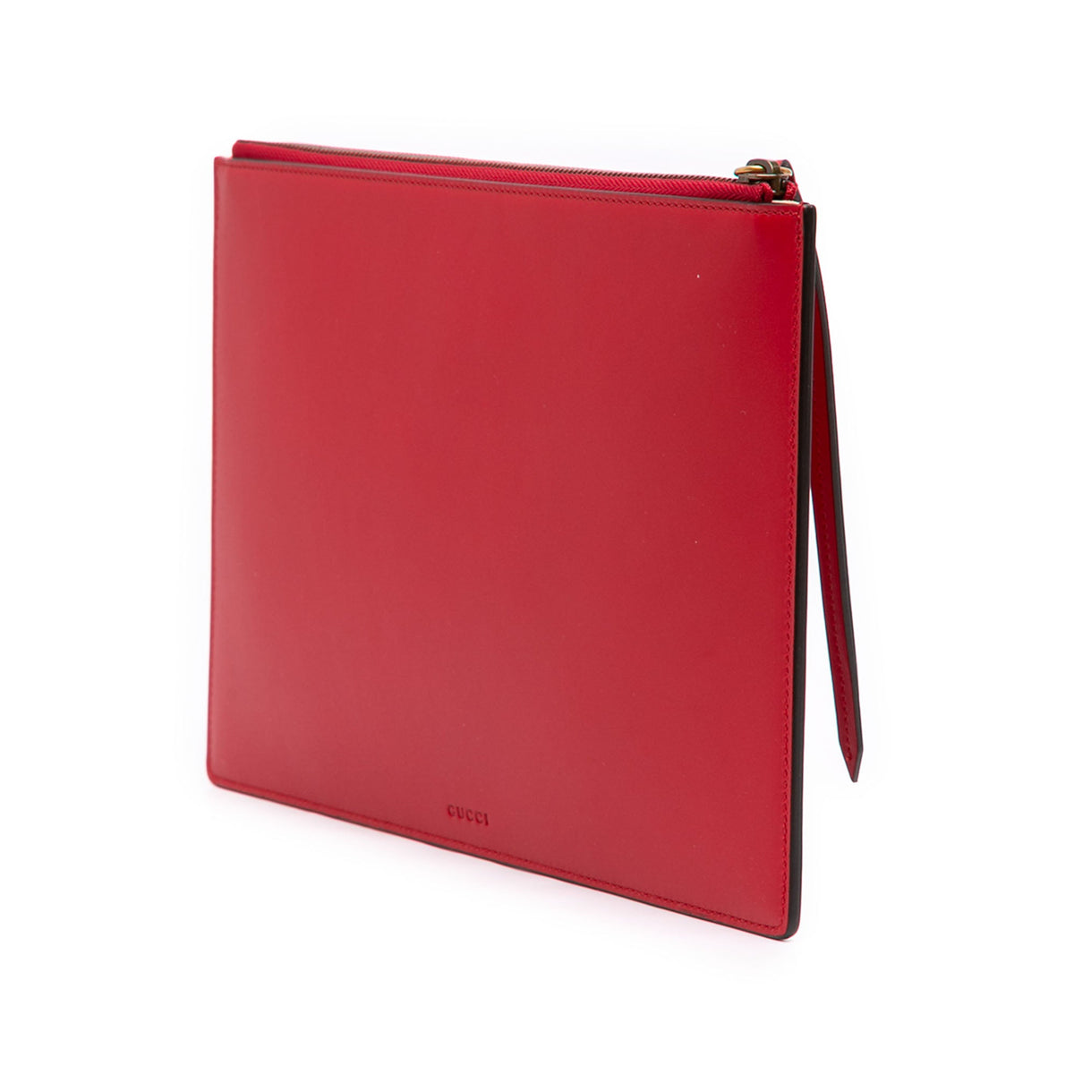 Gucci GucciGhost Calfskin Diamond Zip Pouch — Red