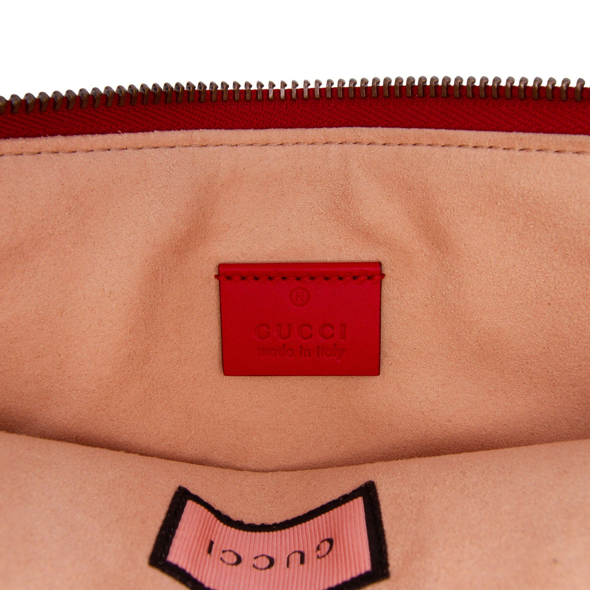 Gucci GucciGhost Calfskin Diamond Zip Pouch — Red