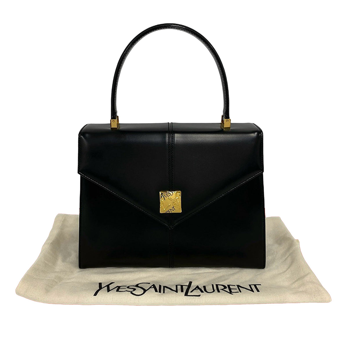 Saint Laurent Leather Top Handle — Black