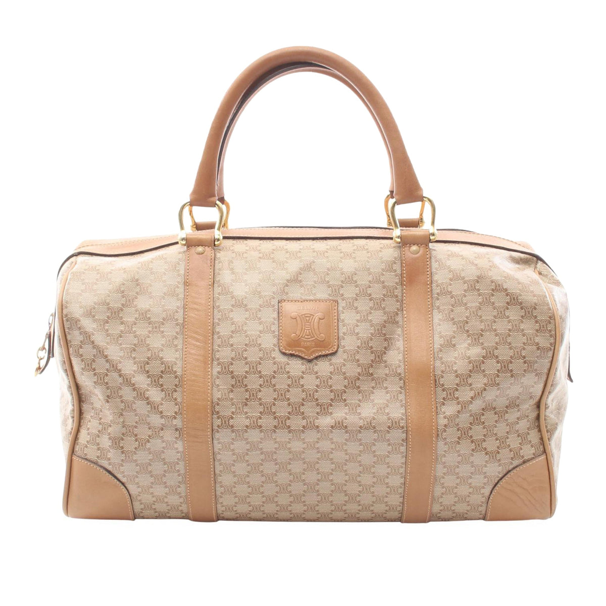 Celine Macadam Coated Canvas Boston Bag — Beige