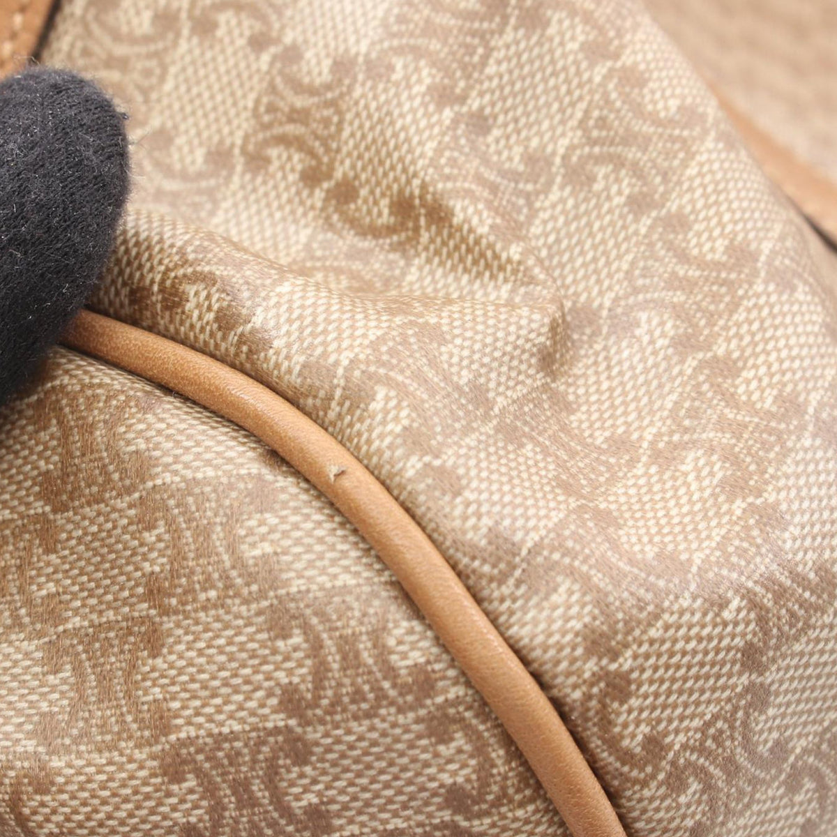 Celine Macadam Coated Canvas Boston Bag — Beige