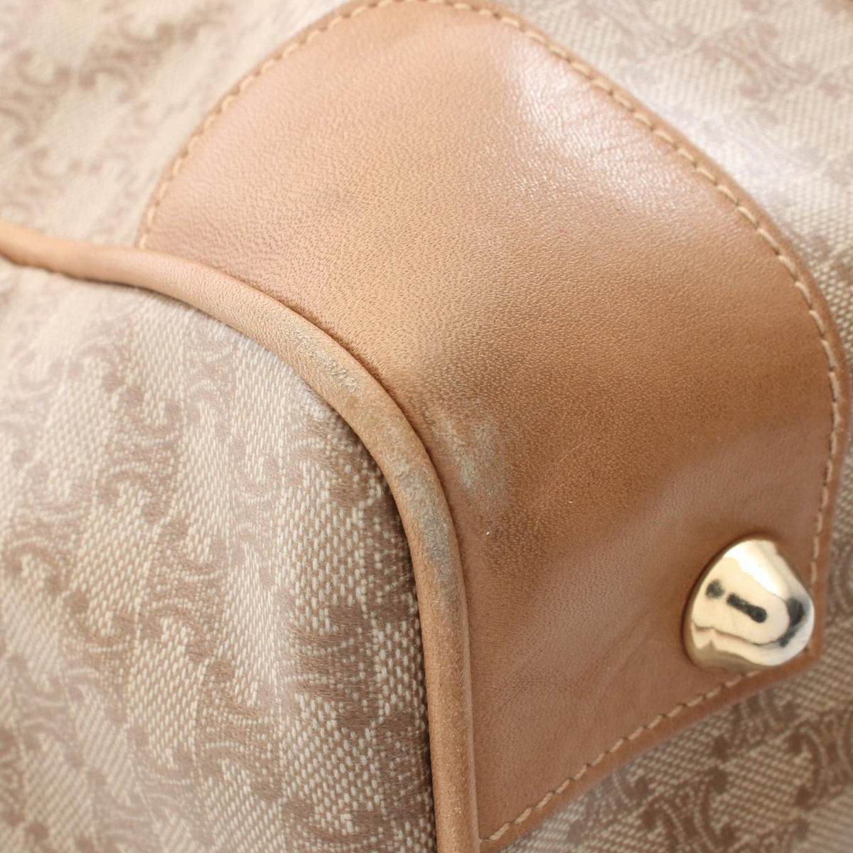 Celine Macadam Coated Canvas Boston Bag — Beige