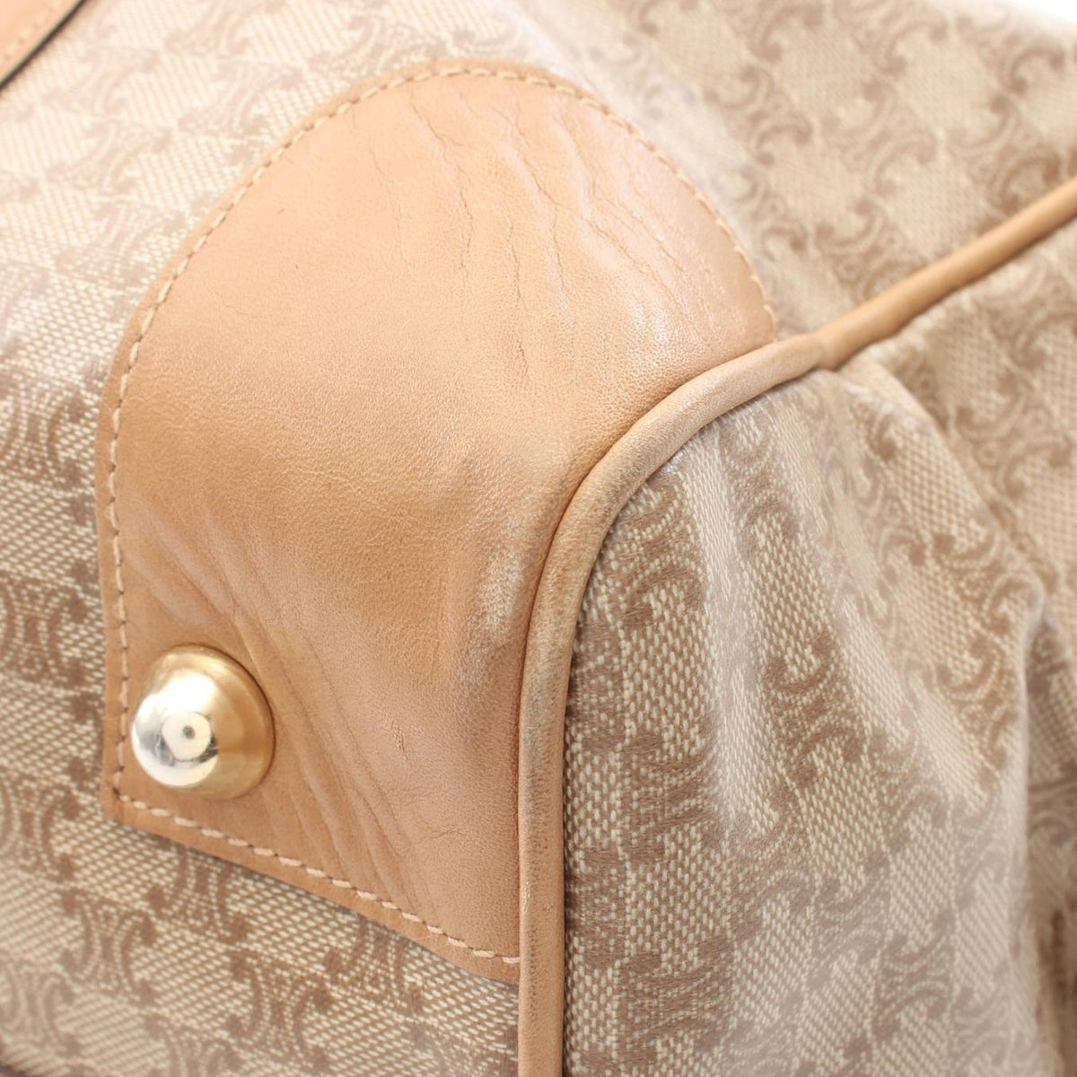 Celine Macadam Coated Canvas Boston Bag — Beige