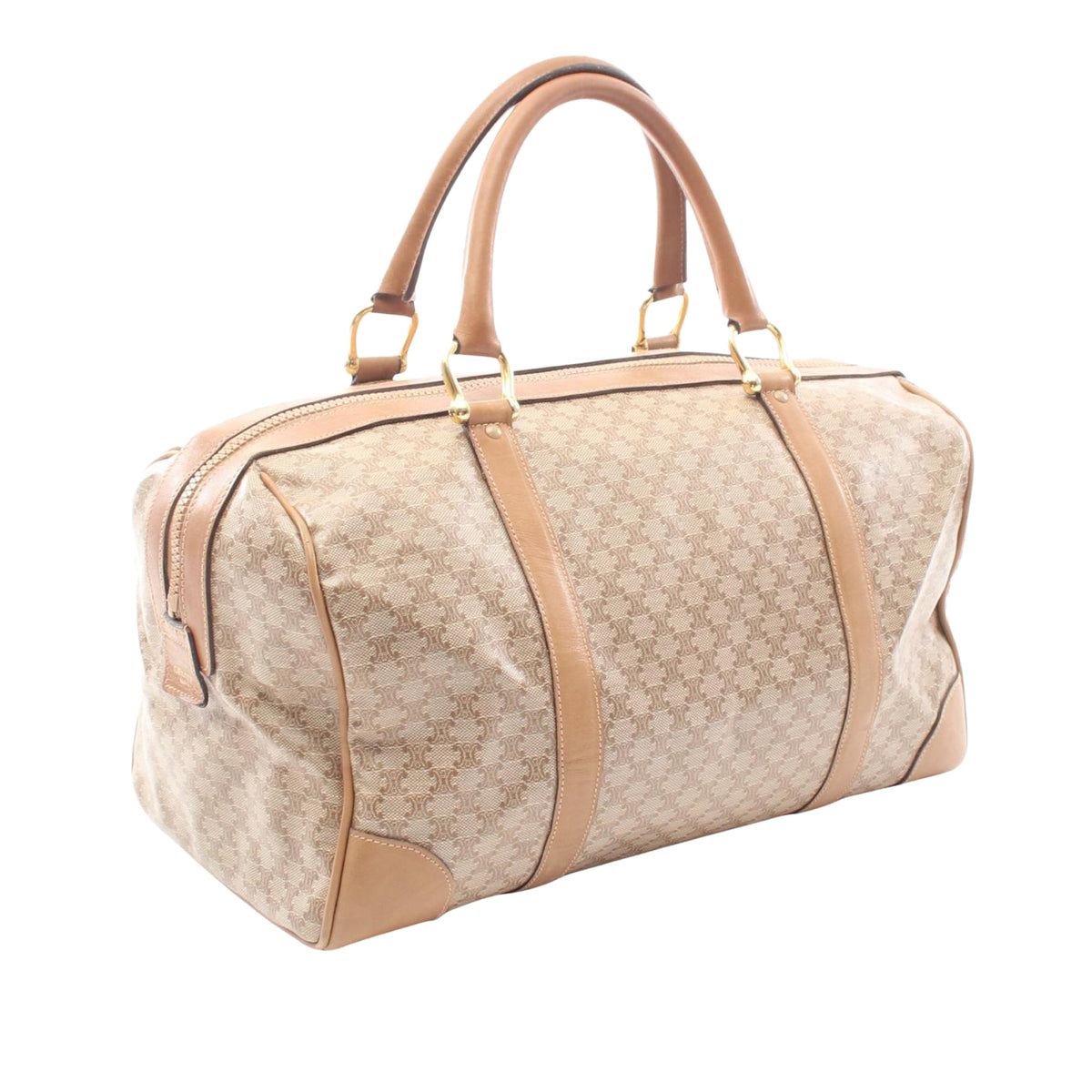 Celine Macadam Coated Canvas Boston Bag — Beige