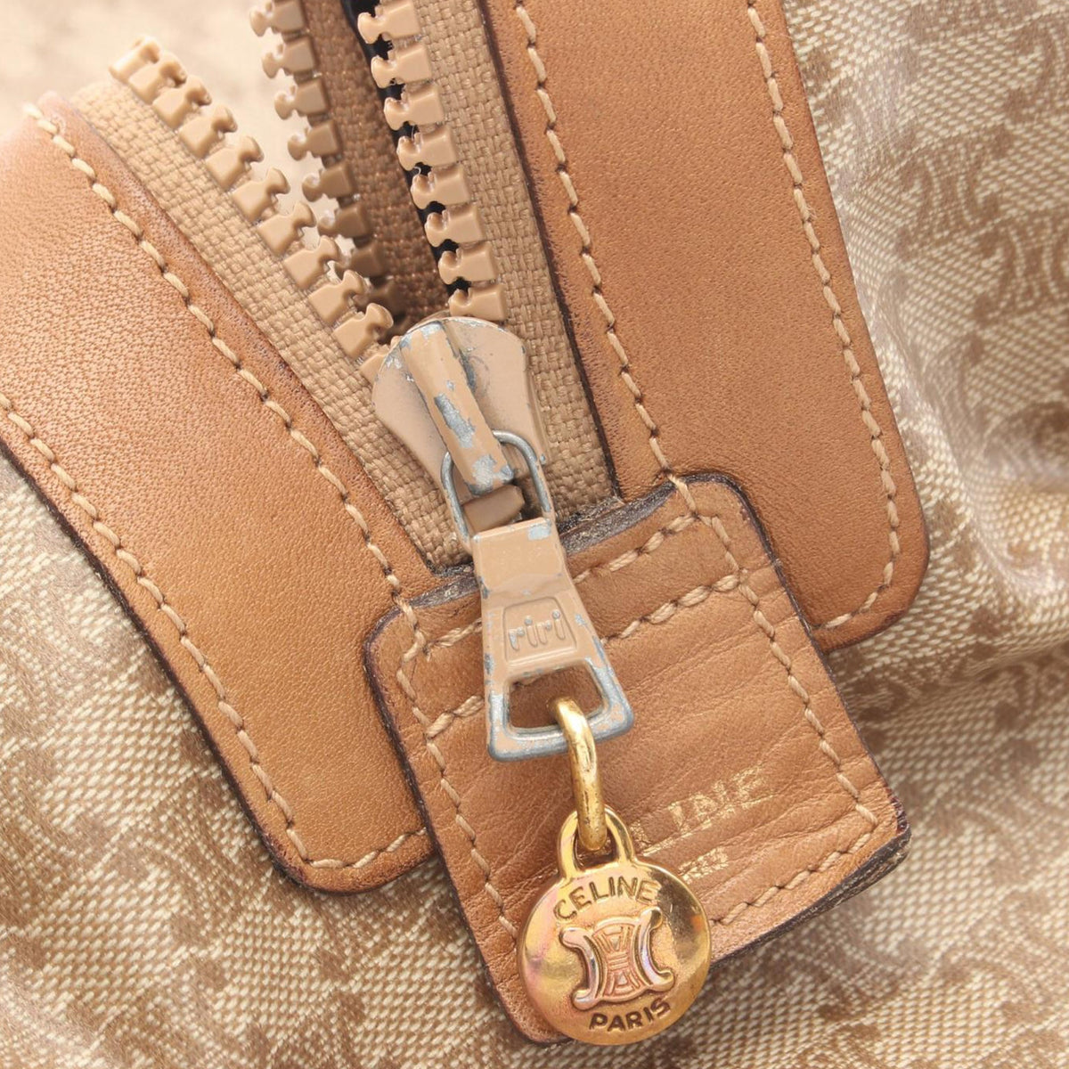 Celine Macadam Coated Canvas Boston Bag — Beige