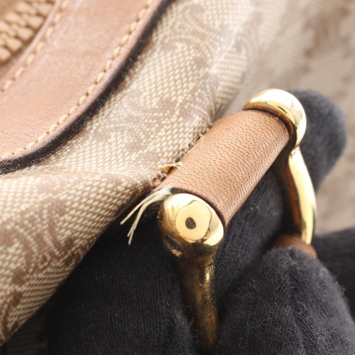 Celine Macadam Coated Canvas Boston Bag — Beige