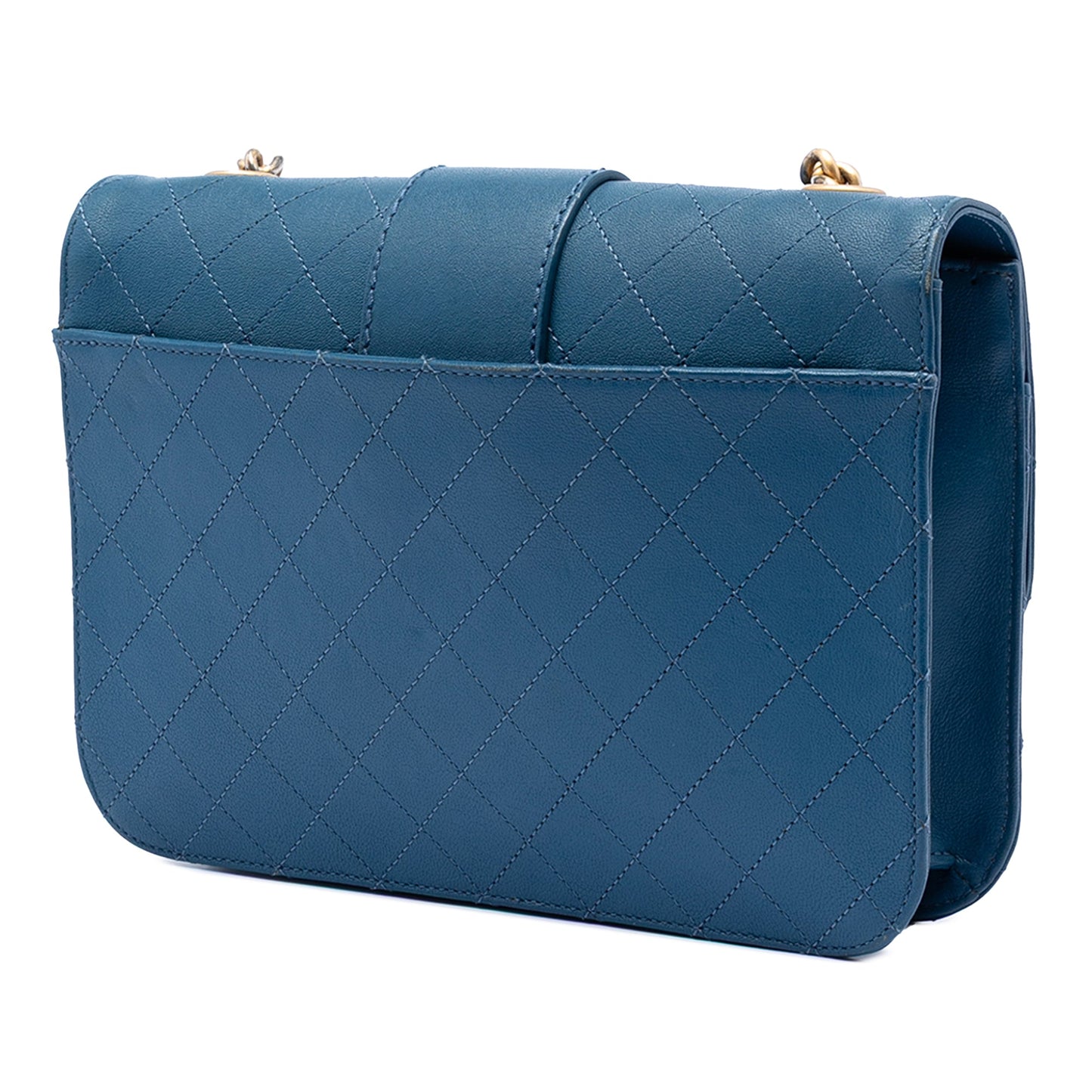 Chanel Large Quilted Sheepskin Front Chain Flap