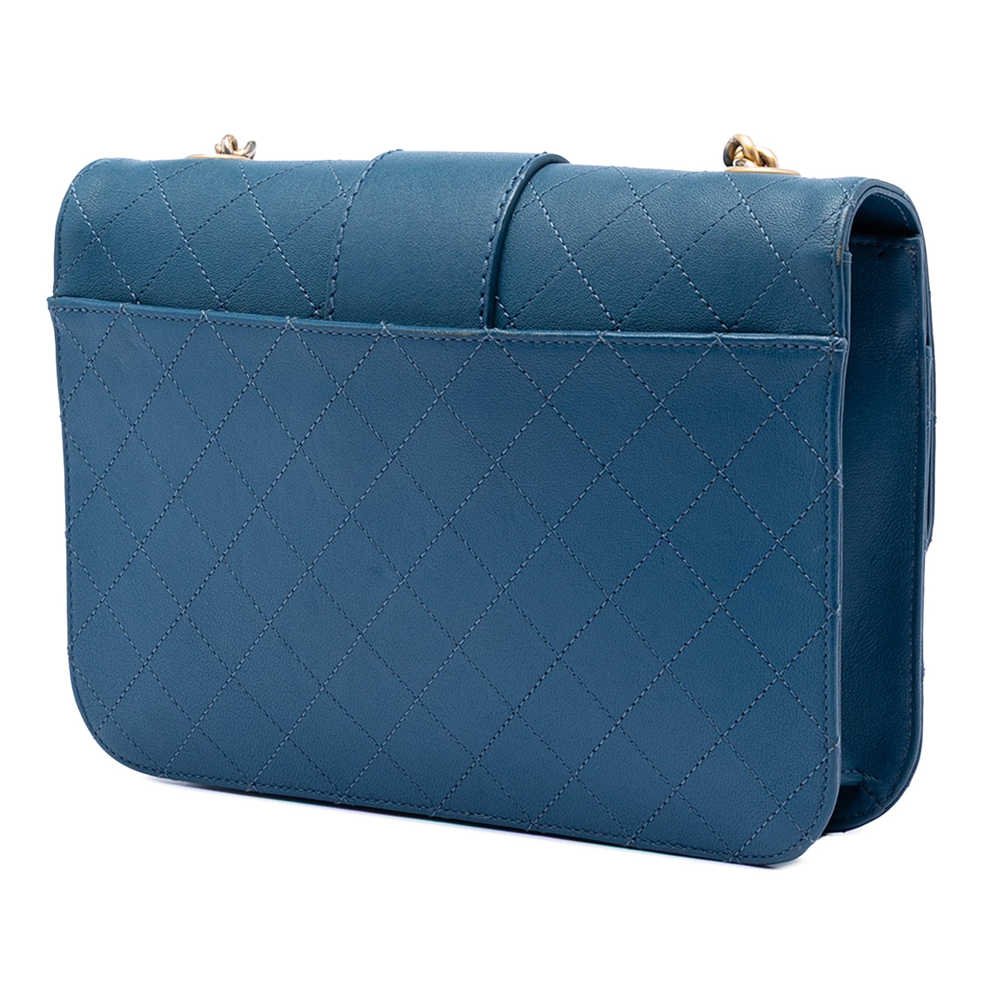 Chanel Large Quilted Sheepskin Front Chain Flap