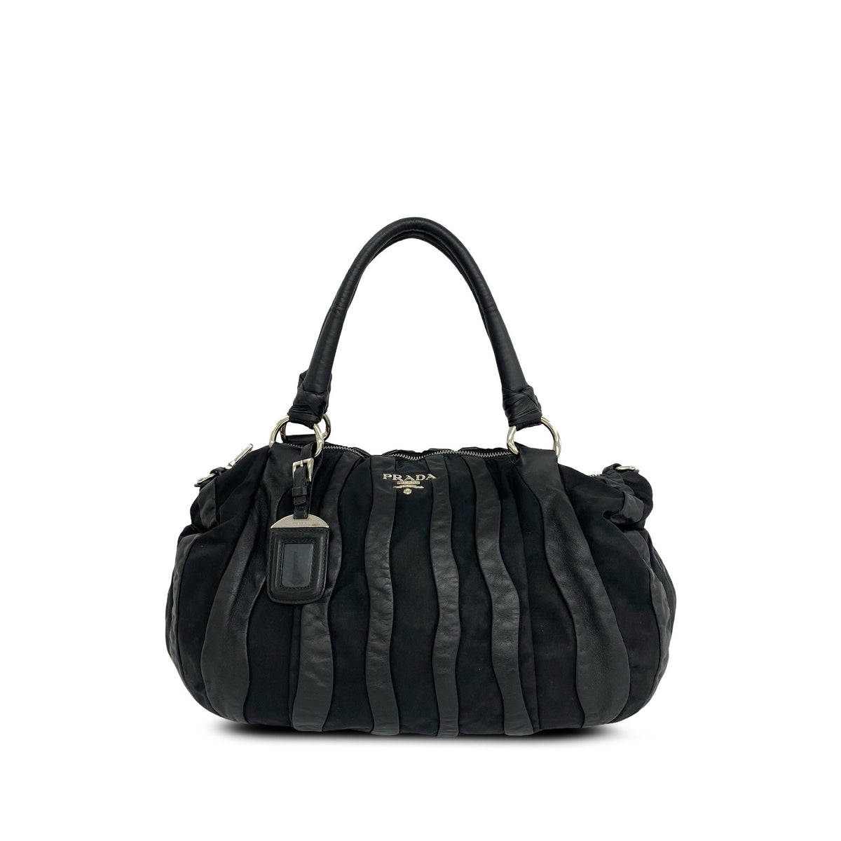 Prada Tessuto Nappa Waves Handbag — Black