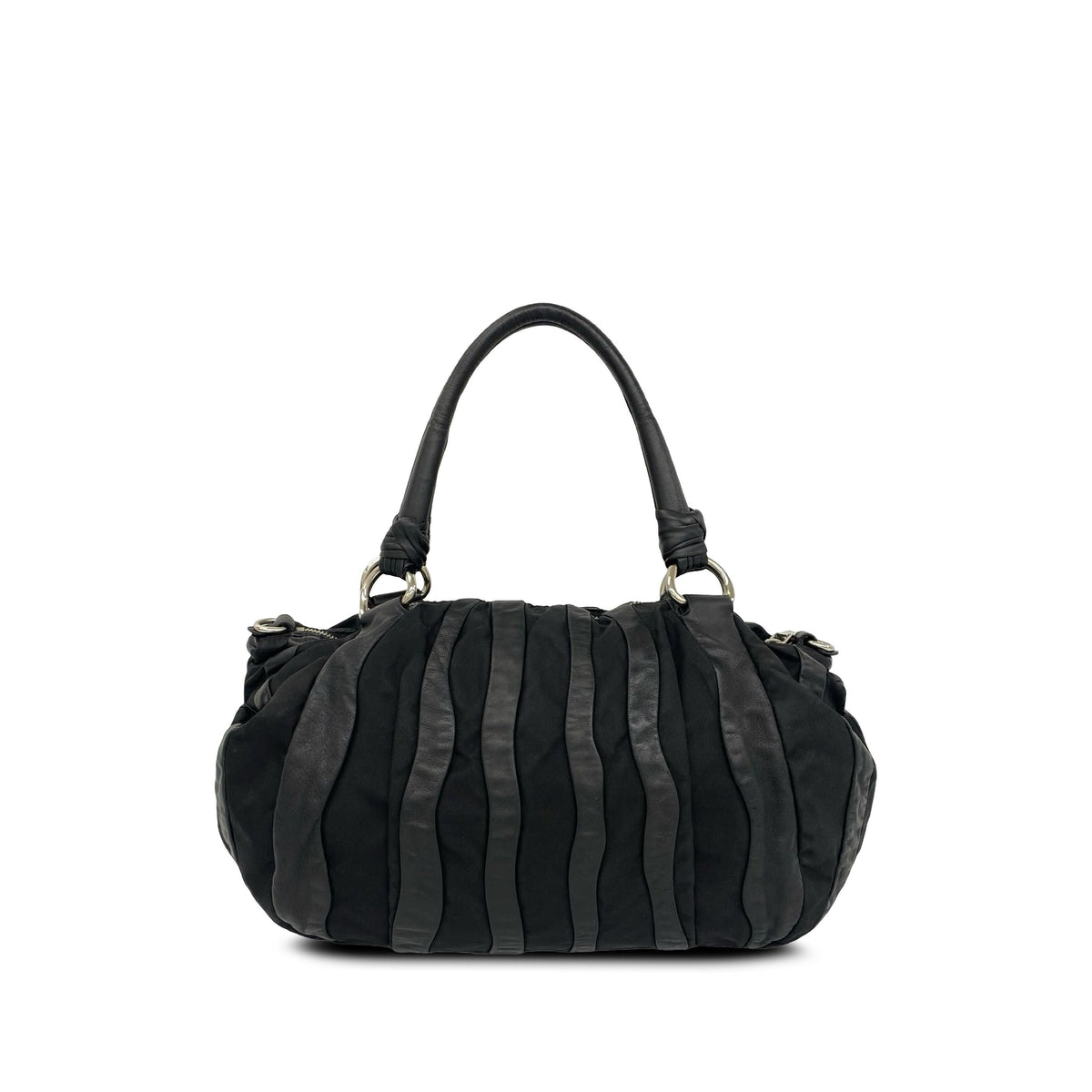 Prada Tessuto Nappa Waves Handbag — Black