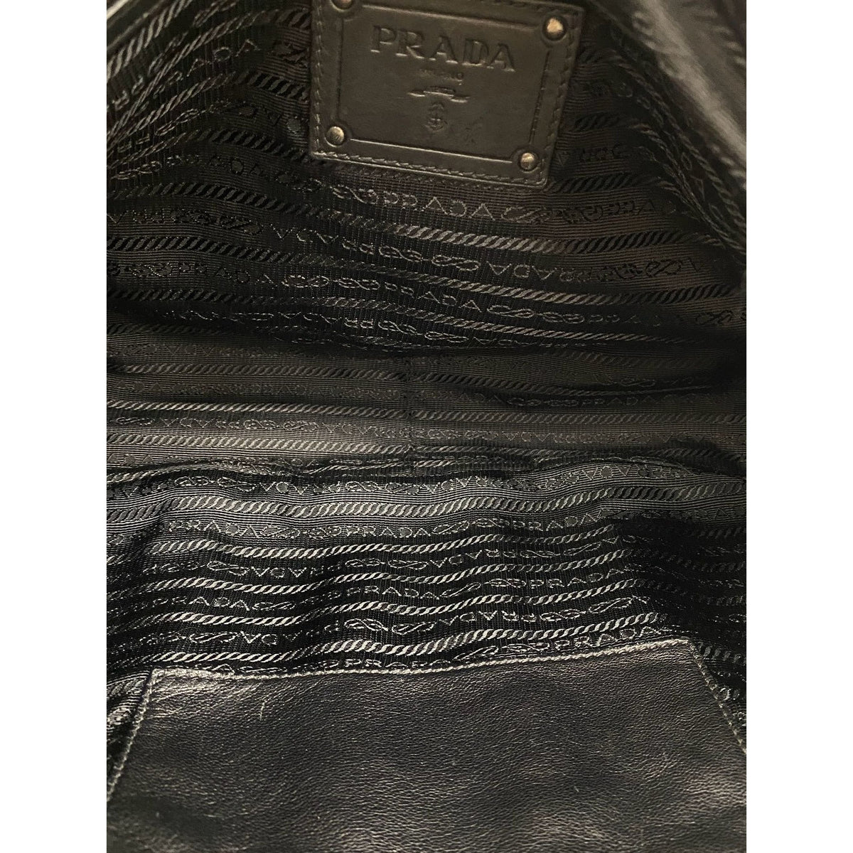Prada Tessuto Nappa Waves Handbag — Black