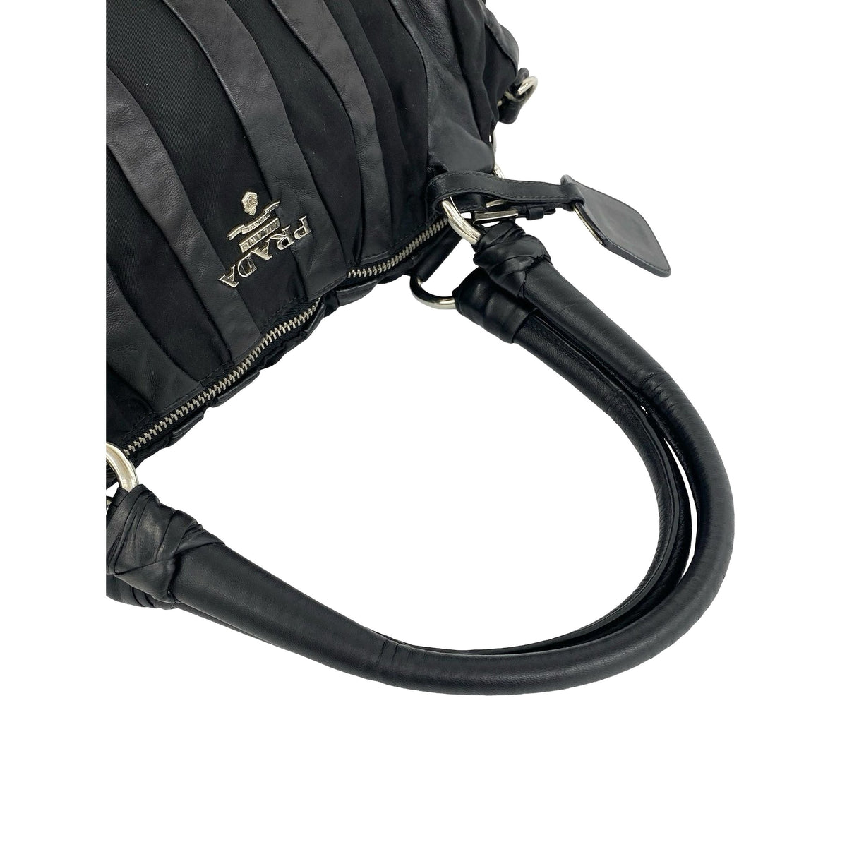 Prada Tessuto Nappa Waves Handbag — Black