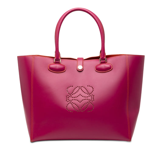 LOEWE Leather Perforated Anagram Leo Tote