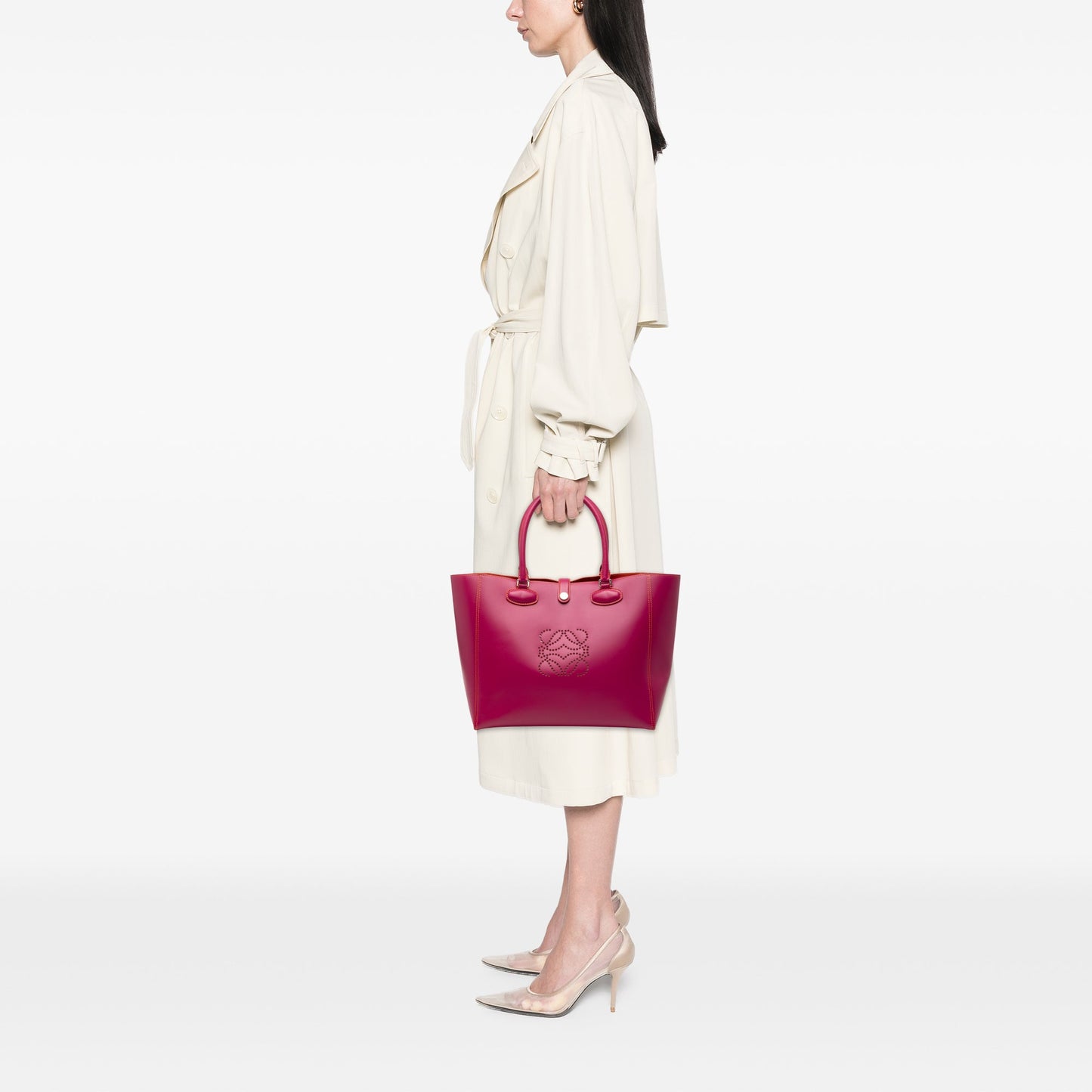 LOEWE Leather Perforated Anagram Leo Tote