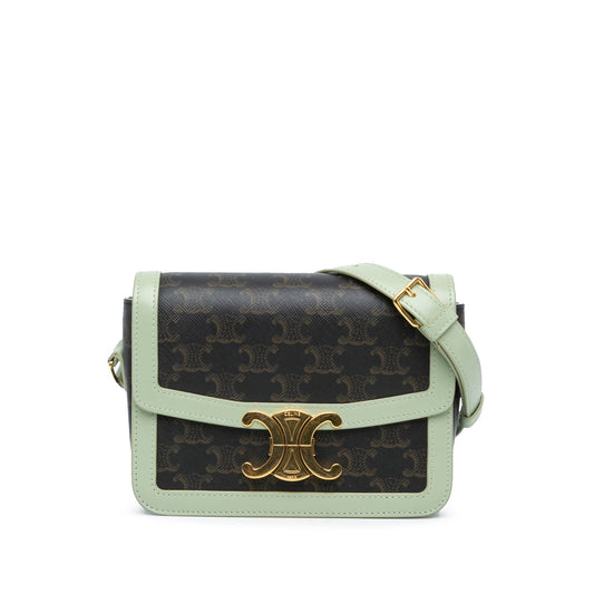 Celine Teen Triomphe Coated Canvas and Calfskin Triomphe Crossbody