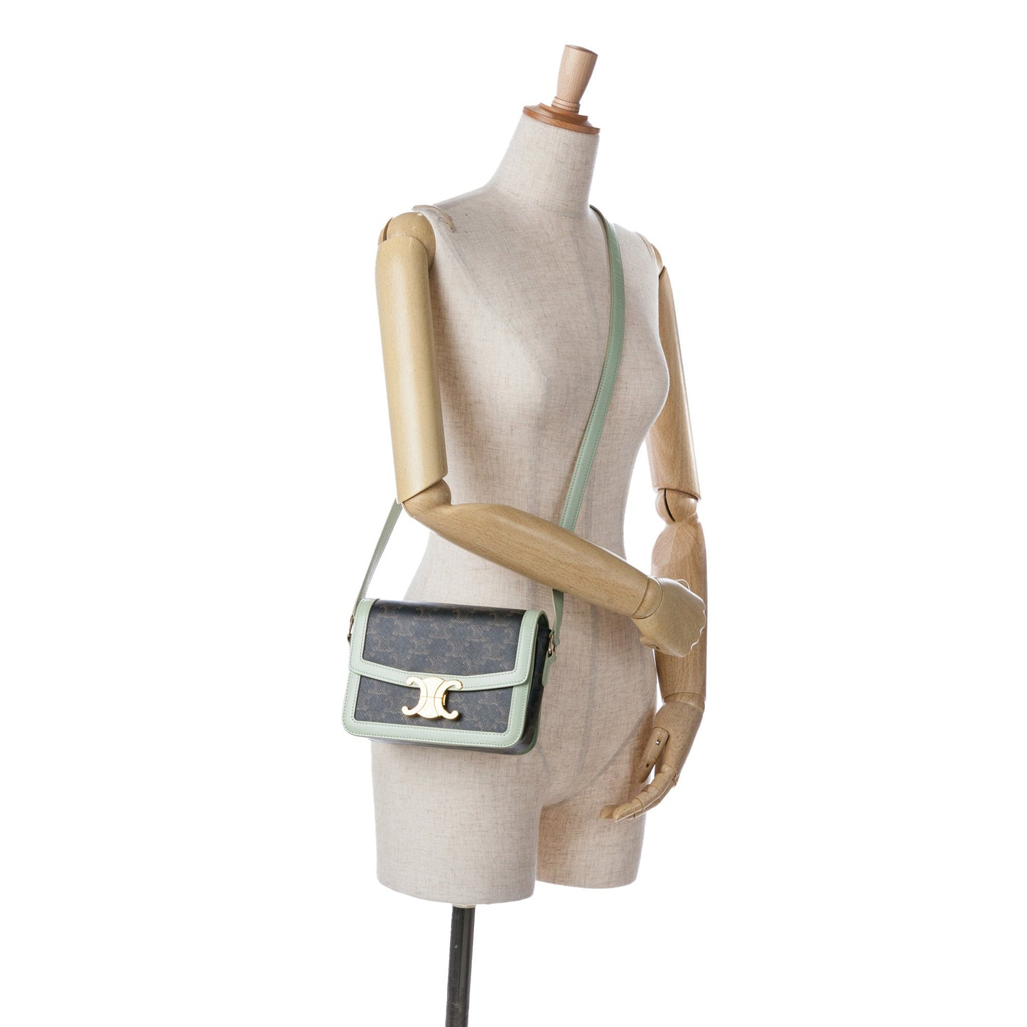 Celine Teen Triomphe Coated Canvas and Calfskin Triomphe Crossbody