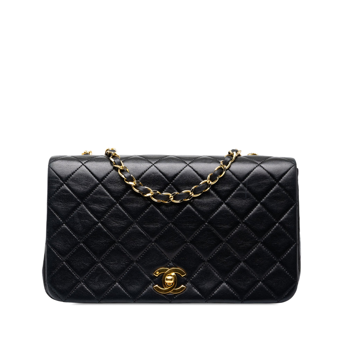 Chanel CC Quilted Lambskin Full Single Flap — Black