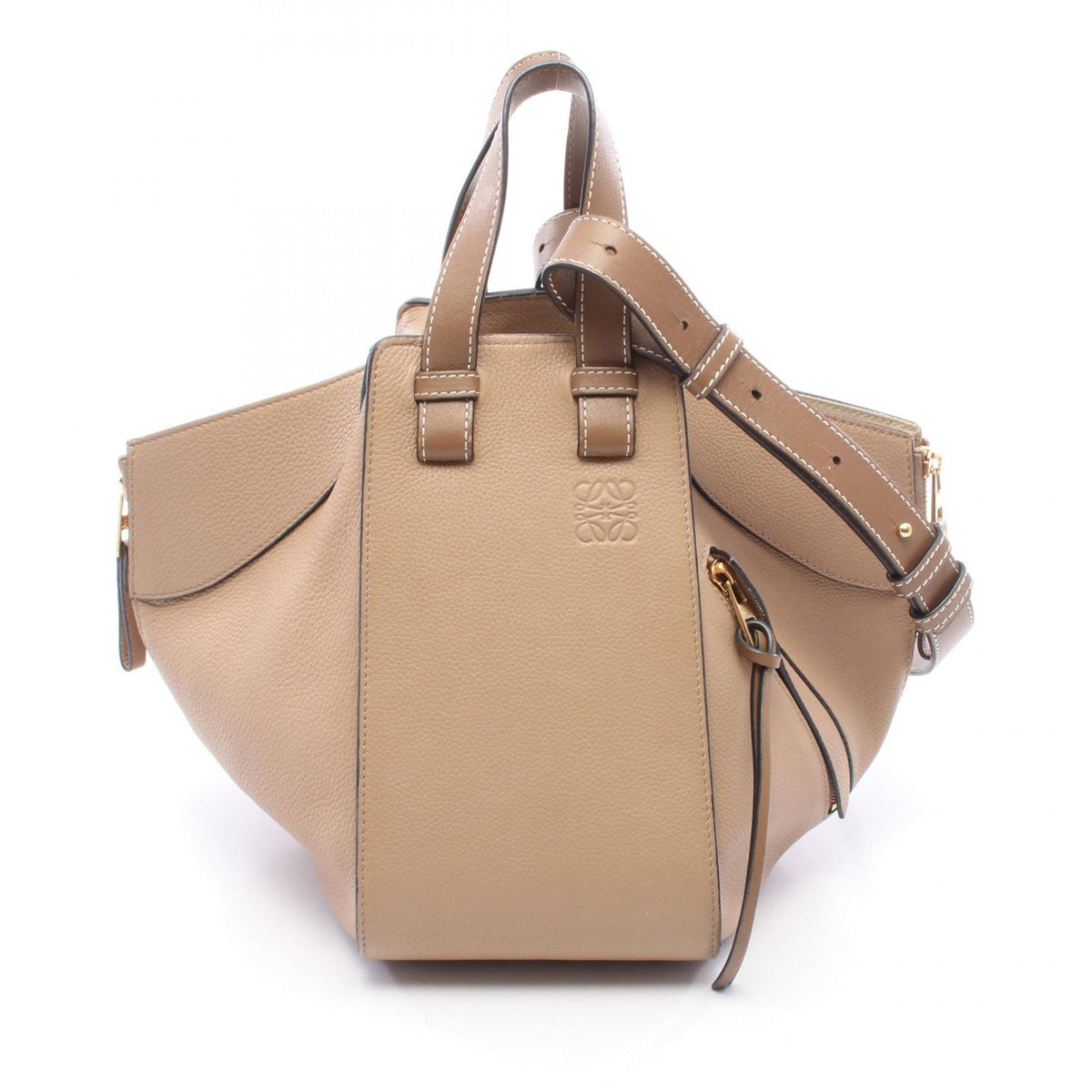 LOEWE Small Leather Hammock Bag — Beige