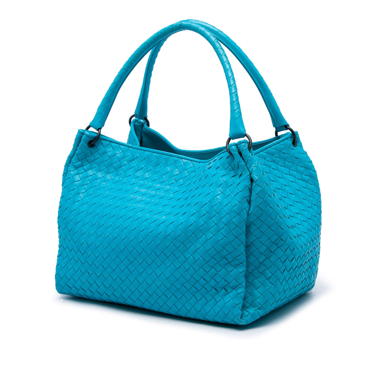 Bottega Veneta Nappa Intrecciato Parachute Tote — Blue