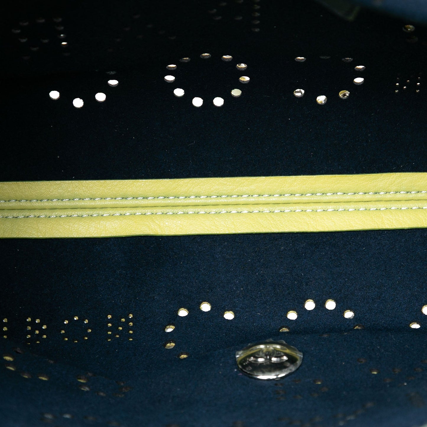 Perforated Calfskin Logo Eyelet Flap