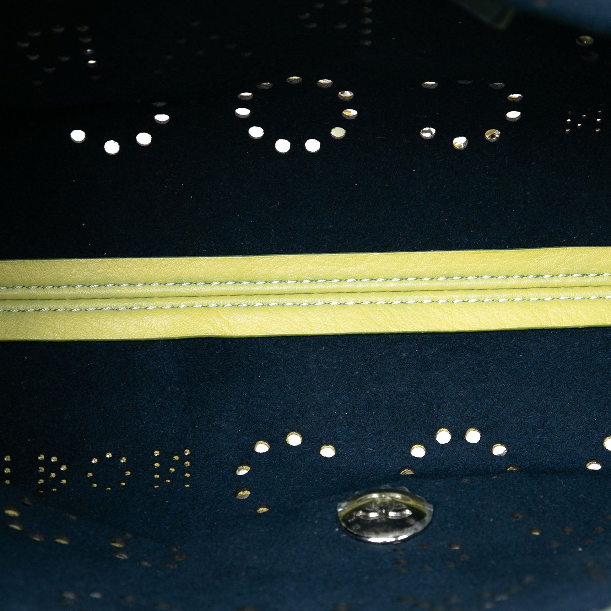 Perforated Calfskin Logo Eyelet Flap
