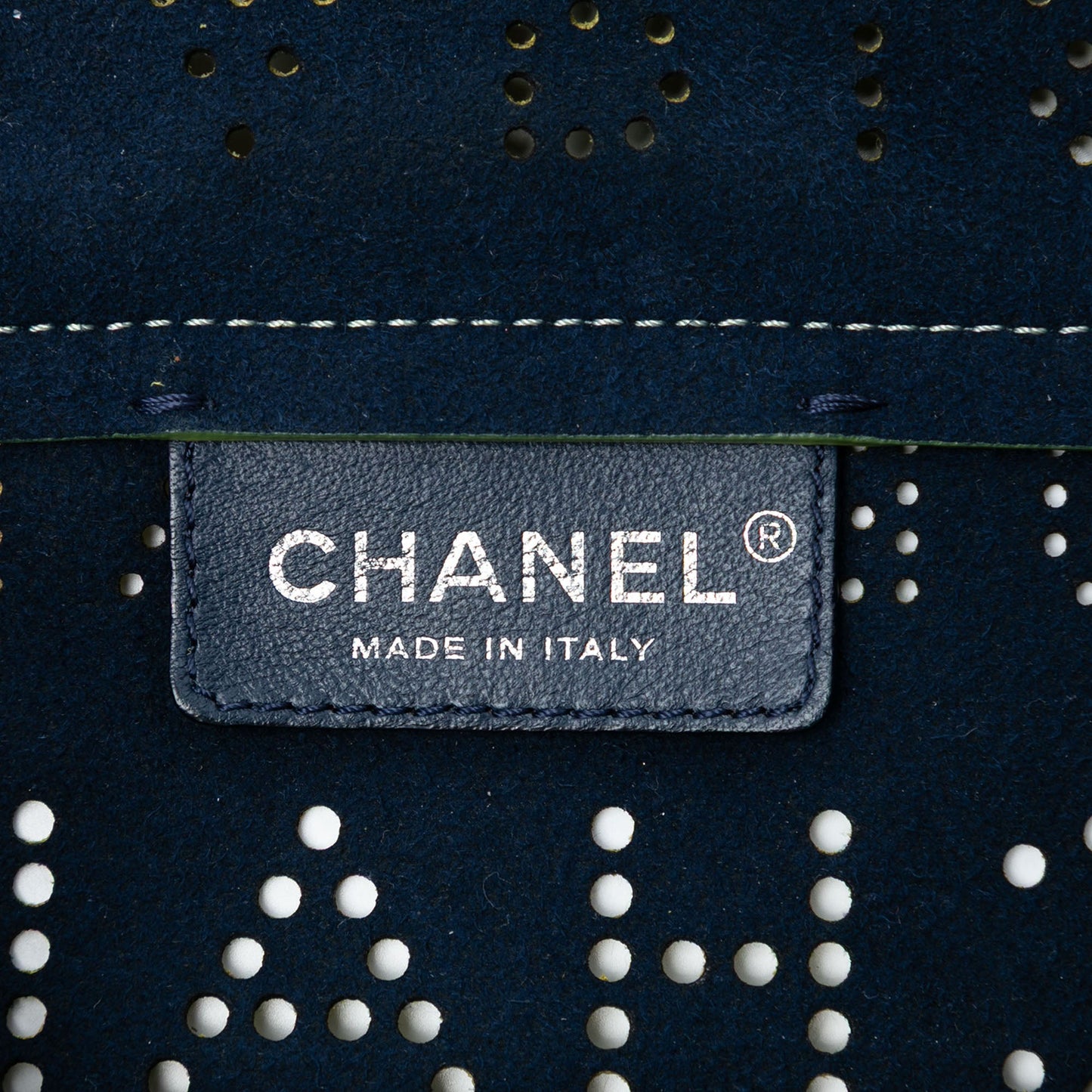 Perforated Calfskin Logo Eyelet Flap
