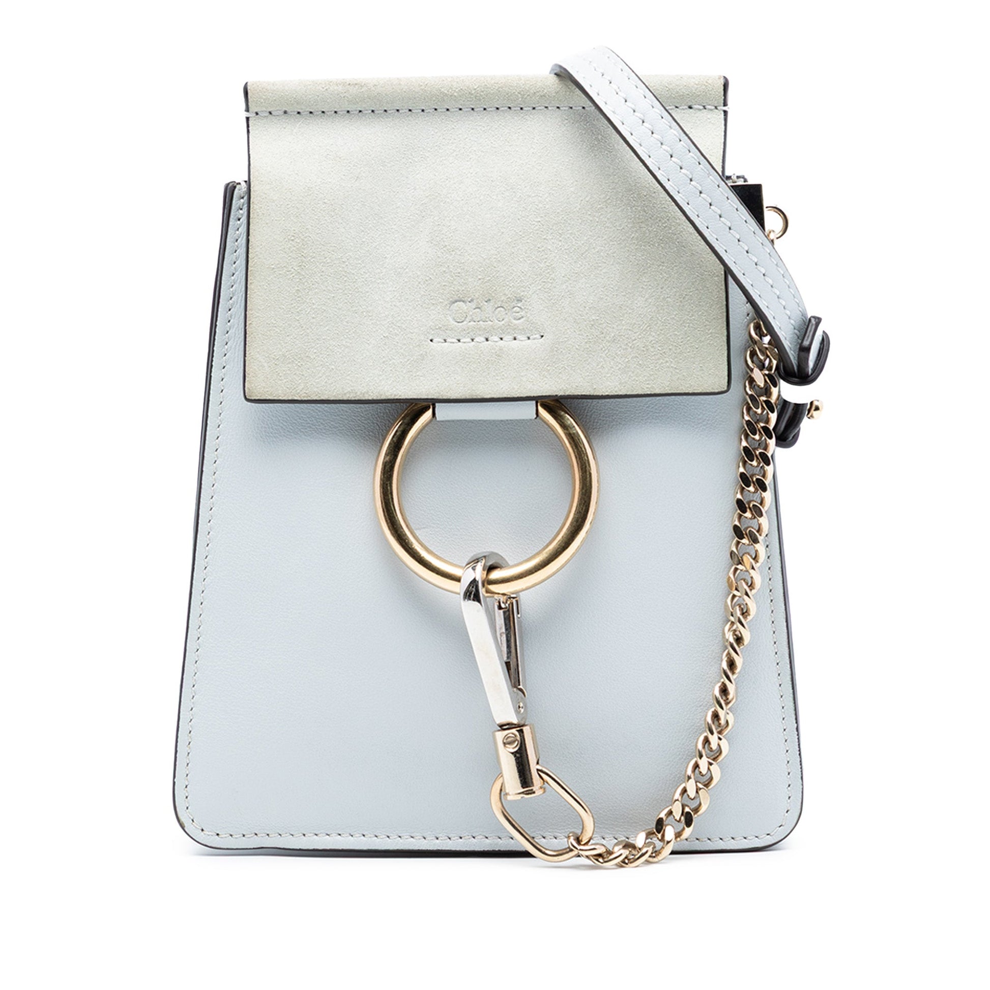 Chloé Mini Calfskin and Suede Faye Bracelet Bag