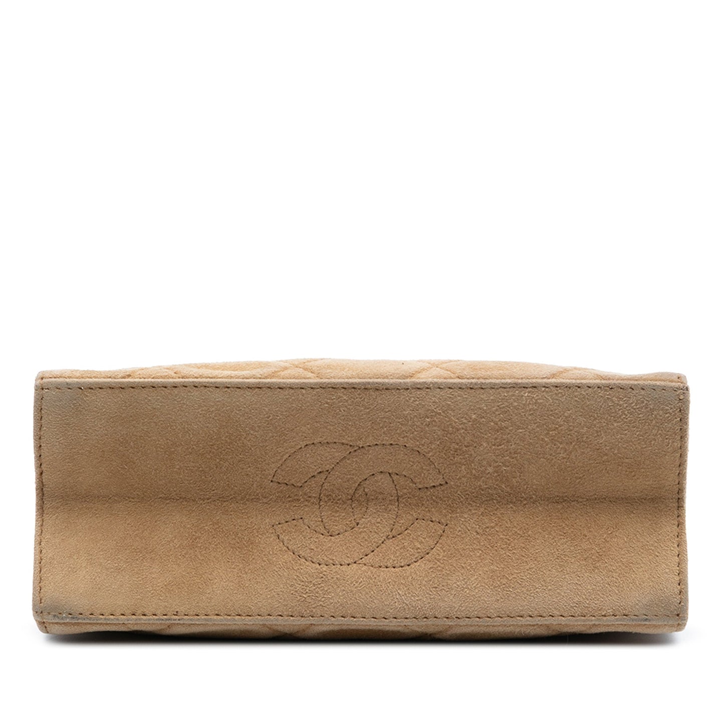 Chanel CC Quilted Suede Kiss Lock Handbag