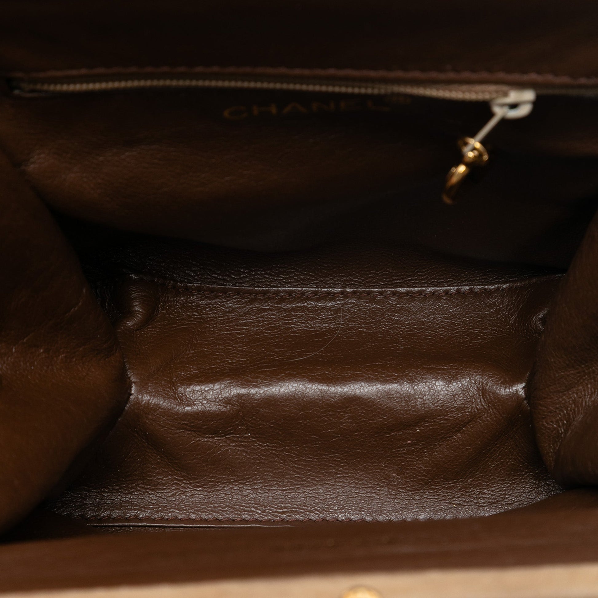 Chanel CC Quilted Suede Kiss Lock Handbag