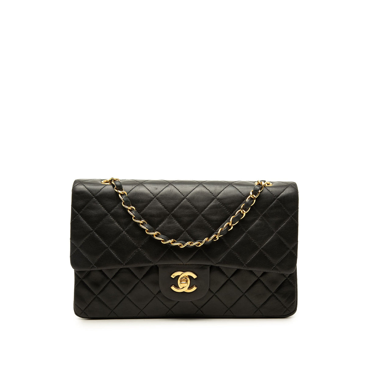 Chanel Medium Classic Lambskin Double Flap — Black
