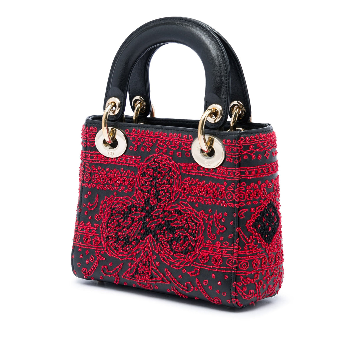 Dior Mini Smooth Calfskin Embroidered Heart Playing Cards Lady Dior