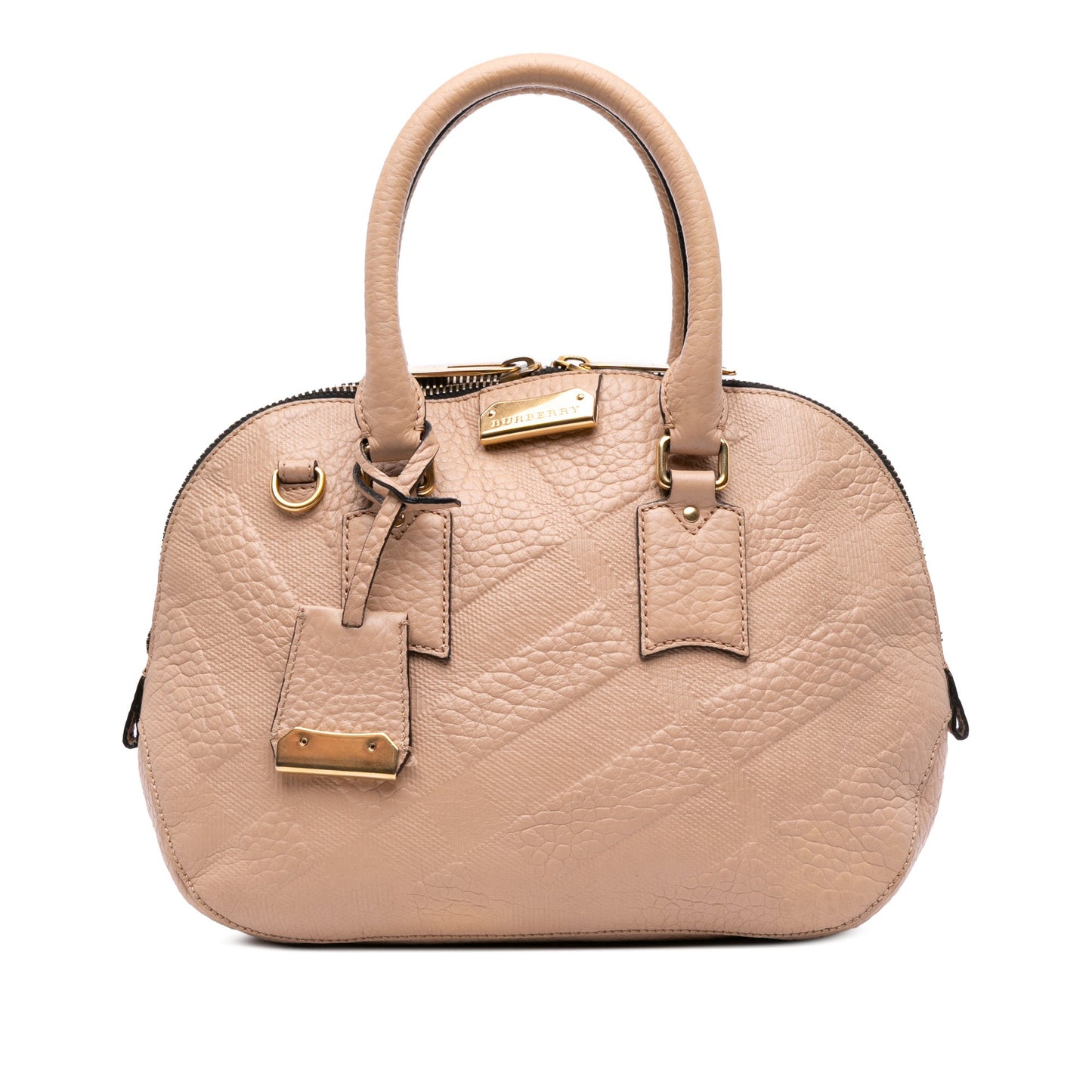 Burberry Medium Heritage Grain Check Embossed Orchard Bowling Bag