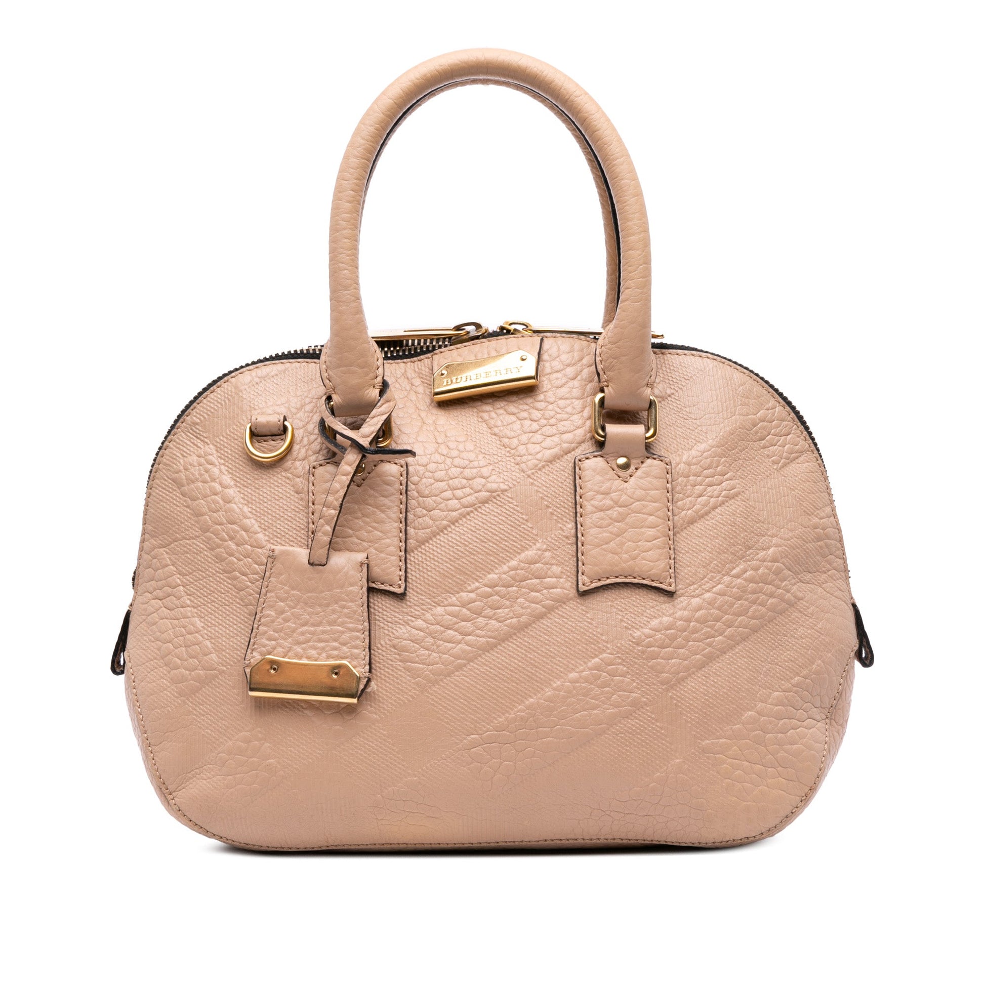 Burberry Medium Heritage Grain Check Embossed Orchard Bowling Bag