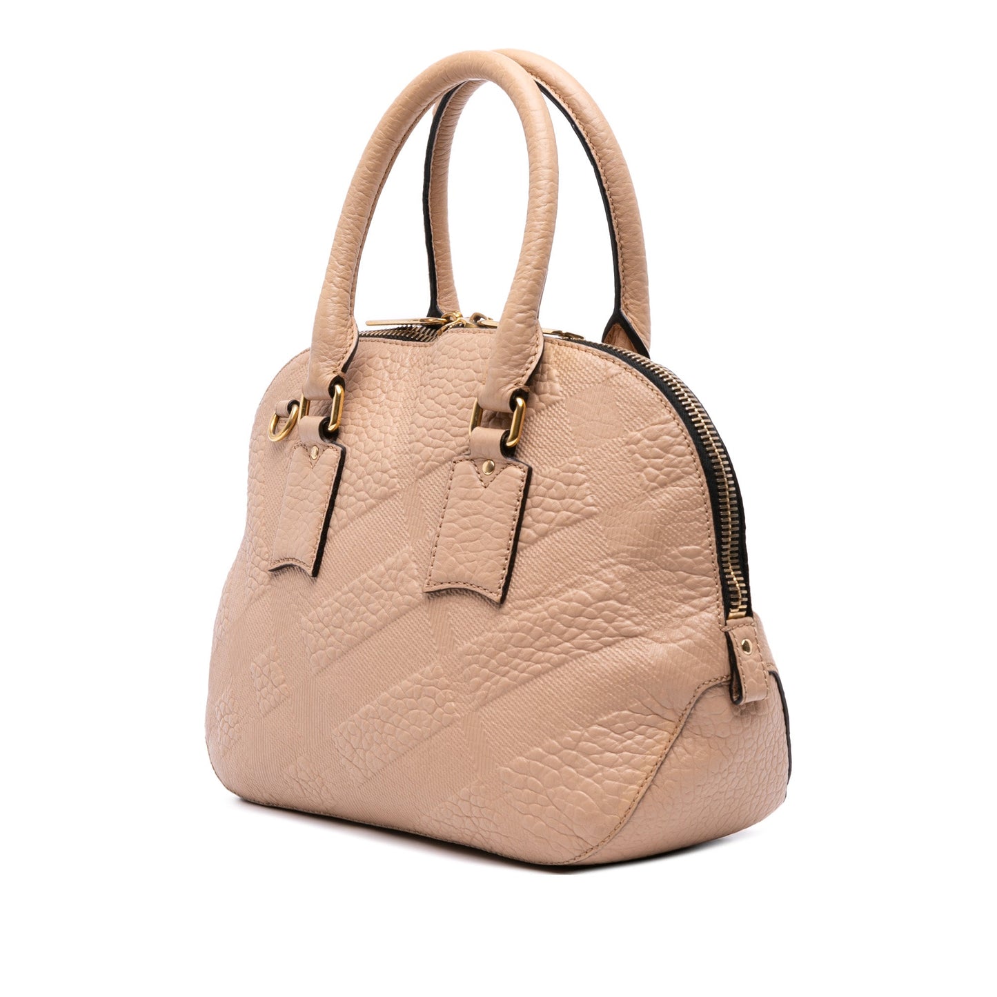 Burberry Medium Heritage Grain Check Embossed Orchard Bowling Bag