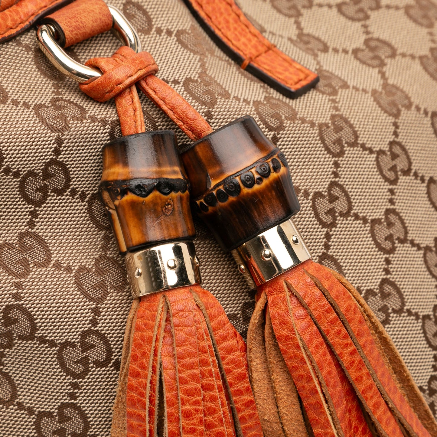 Gucci Medium GG Canvas Bamboo Tassel Tote