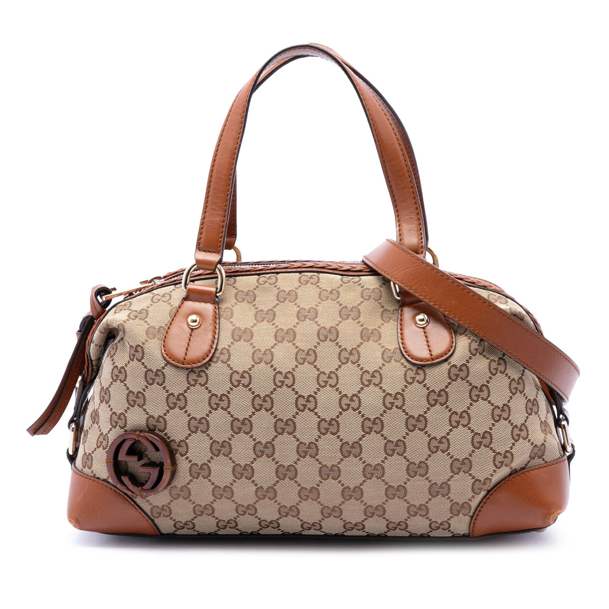 Gucci GG Canvas Brick Lane Satchel — Beige